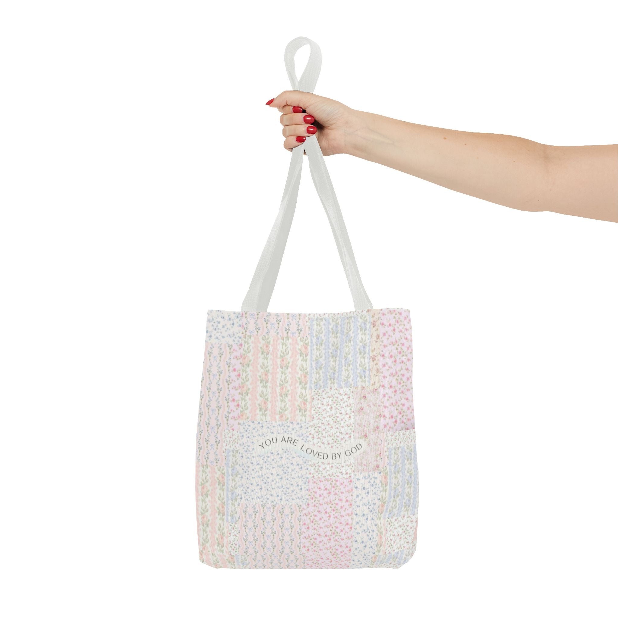 Spiritual Tote Bag with Floral Design, Inspirational Gift for Women, Church Bag, Eco-Friendly Shoulder Tote, Everyday Use