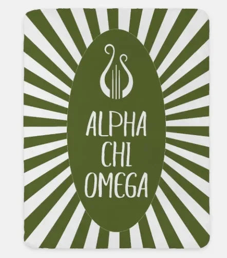Alpha Chi Omega XL 60x80 Sherpa Throw Blanket - Starburst