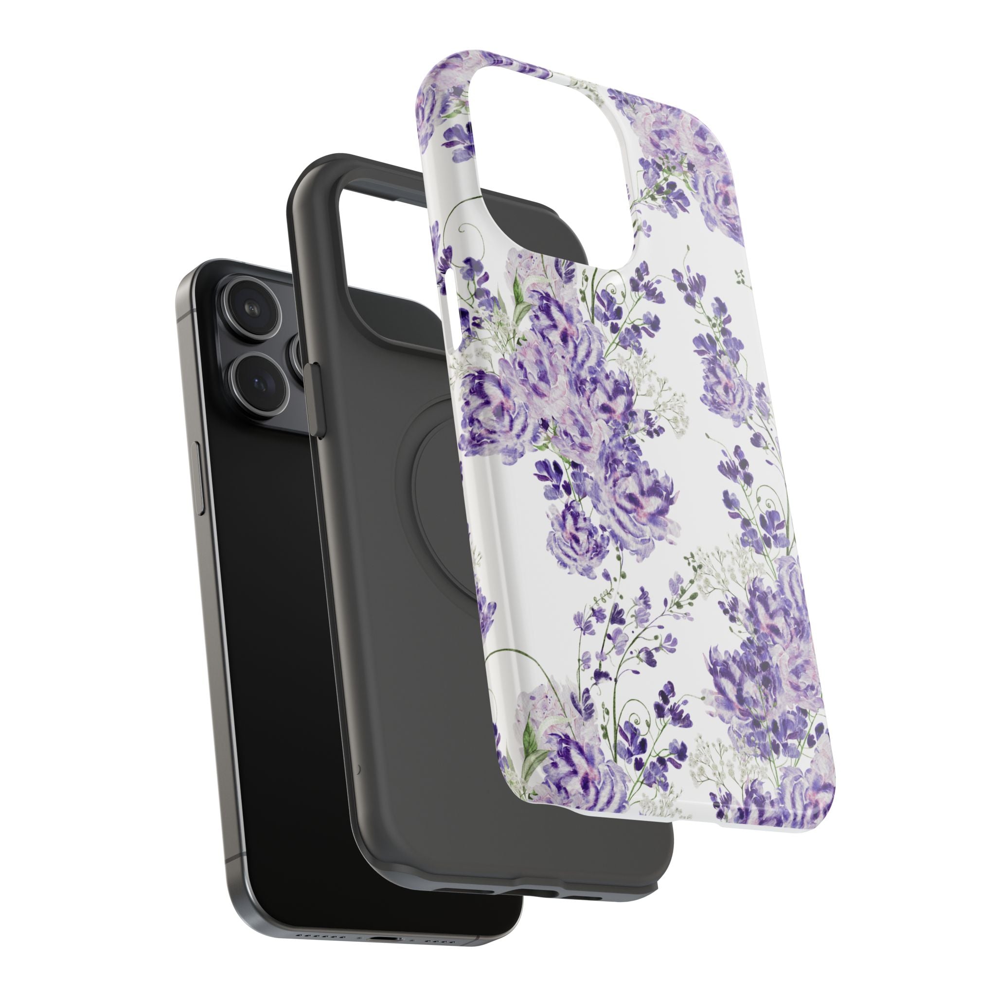 Customizable: Purple Floral Impact-Resistant Phone Case