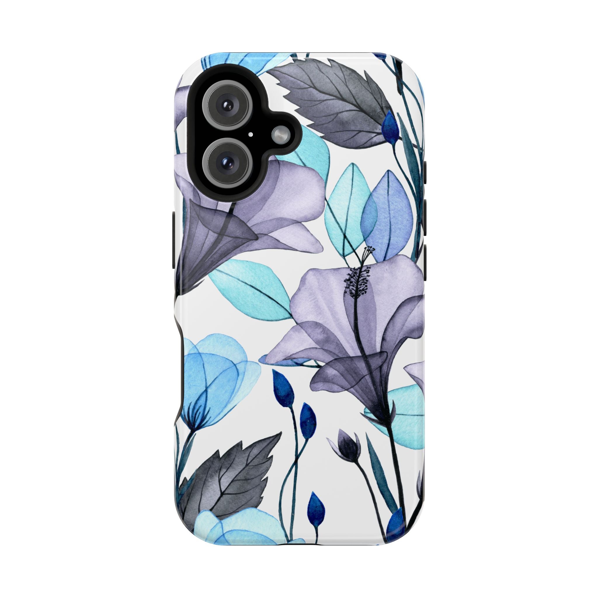 Customizable: Blue and Purple Floral Impact-Resistant Phone Case