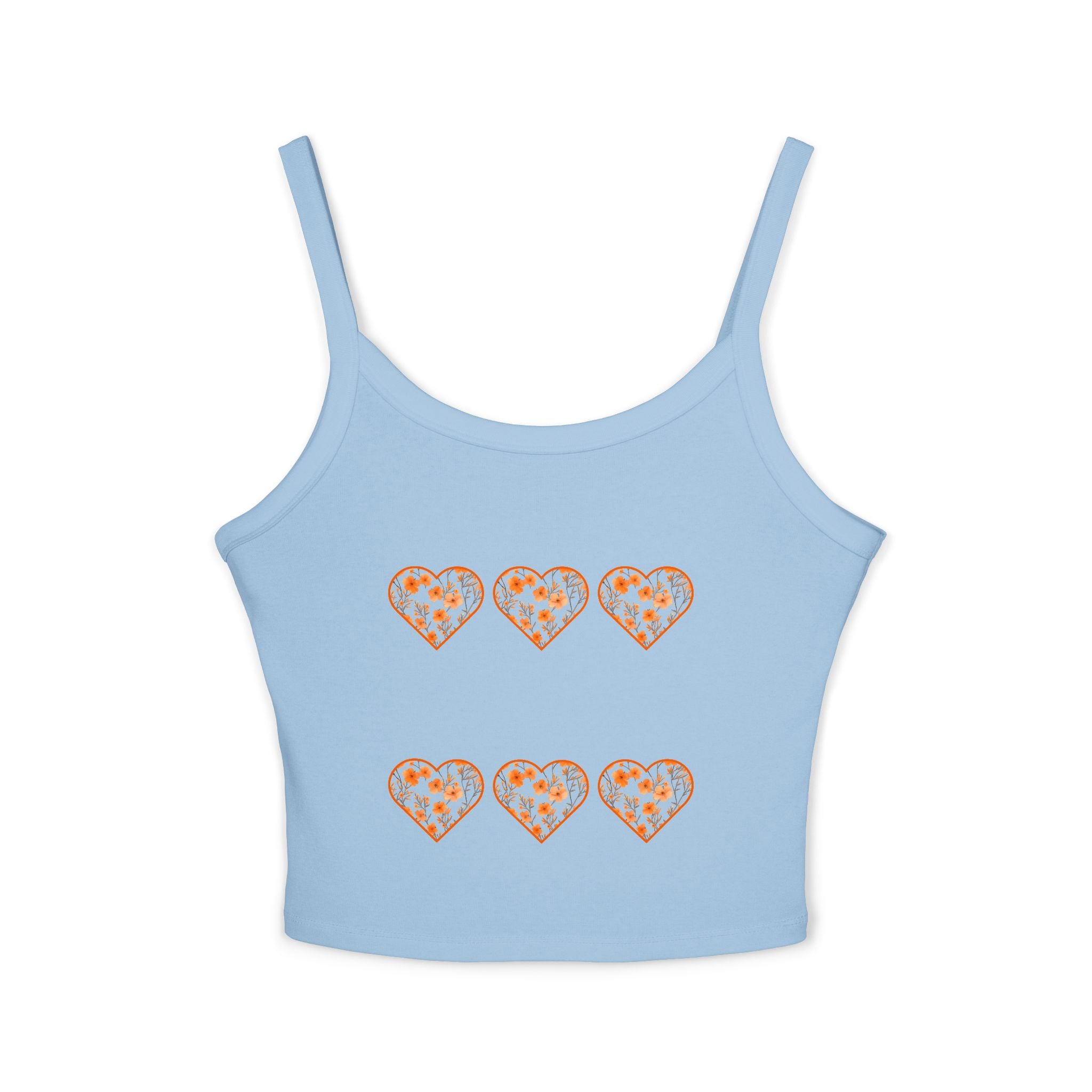 CUSTOMIZABLE: Orange Floral Heart Spaghetti Strap Tank Top