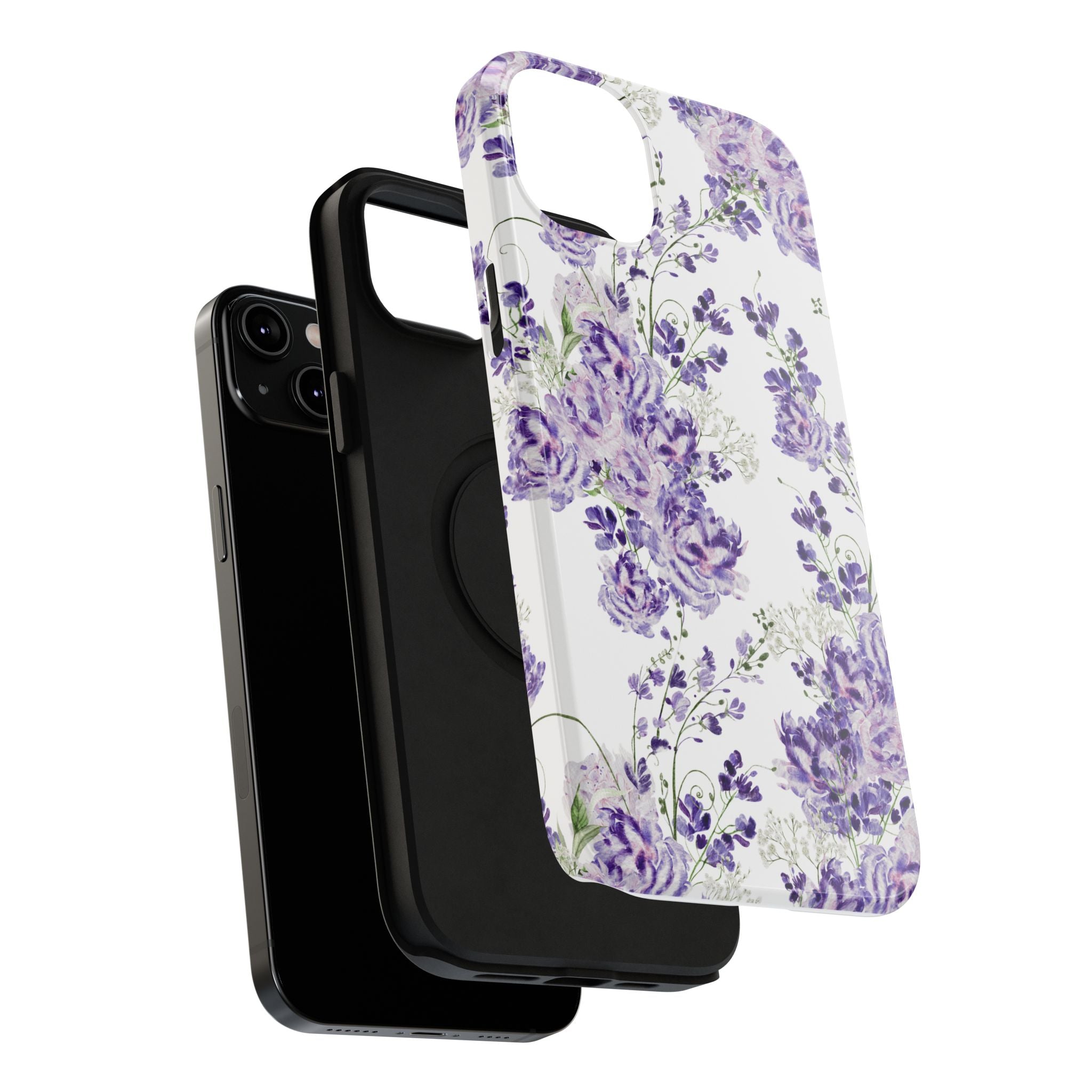 Customizable: Purple Floral Impact-Resistant Phone Case