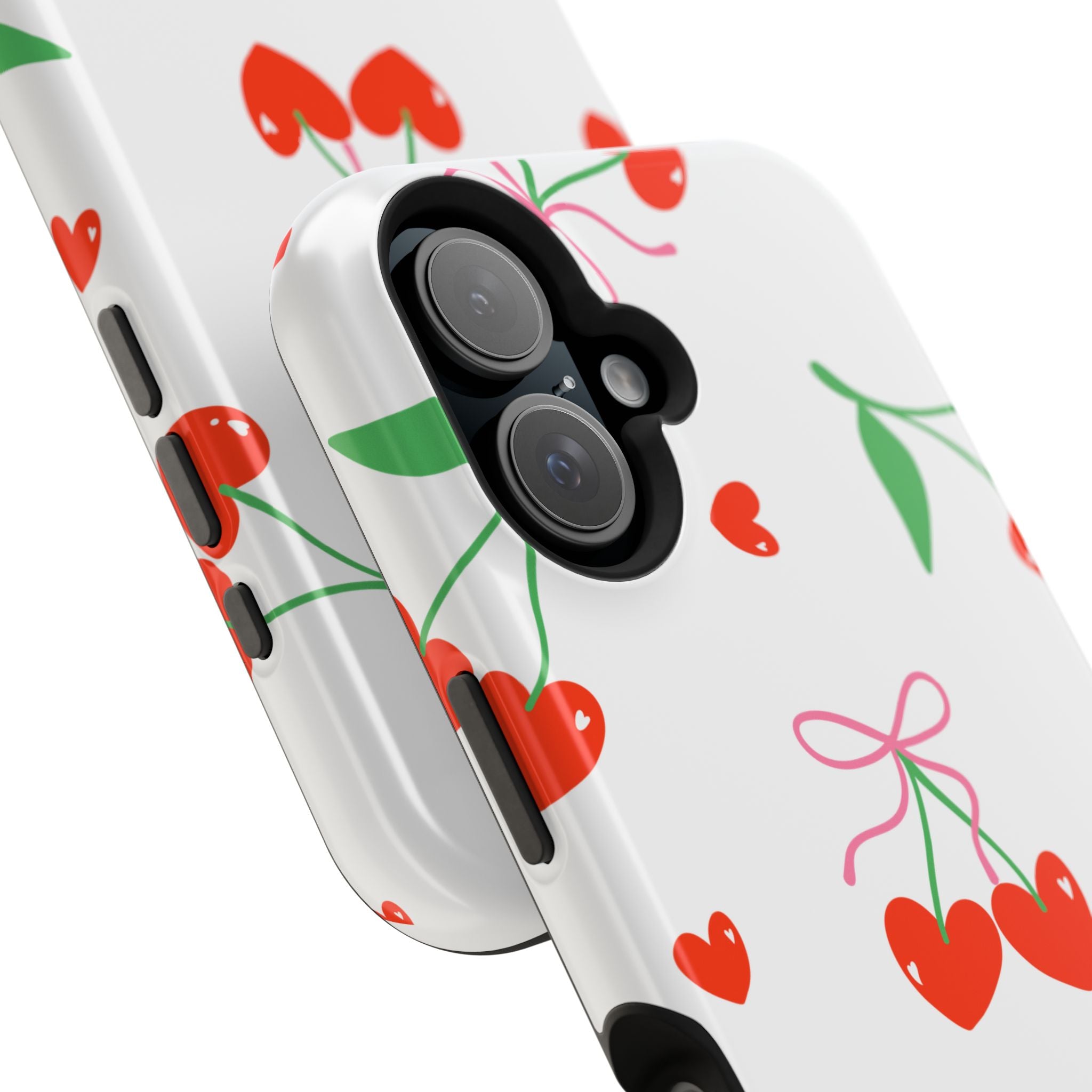 Customizable: Cherry Heart Impact-Resistant Phone Case