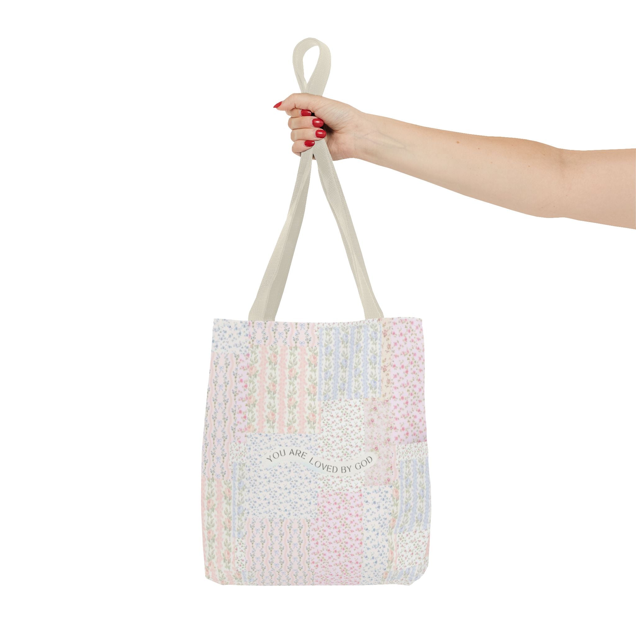 Spiritual Tote Bag with Floral Design, Inspirational Gift for Women, Church Bag, Eco-Friendly Shoulder Tote, Everyday Use