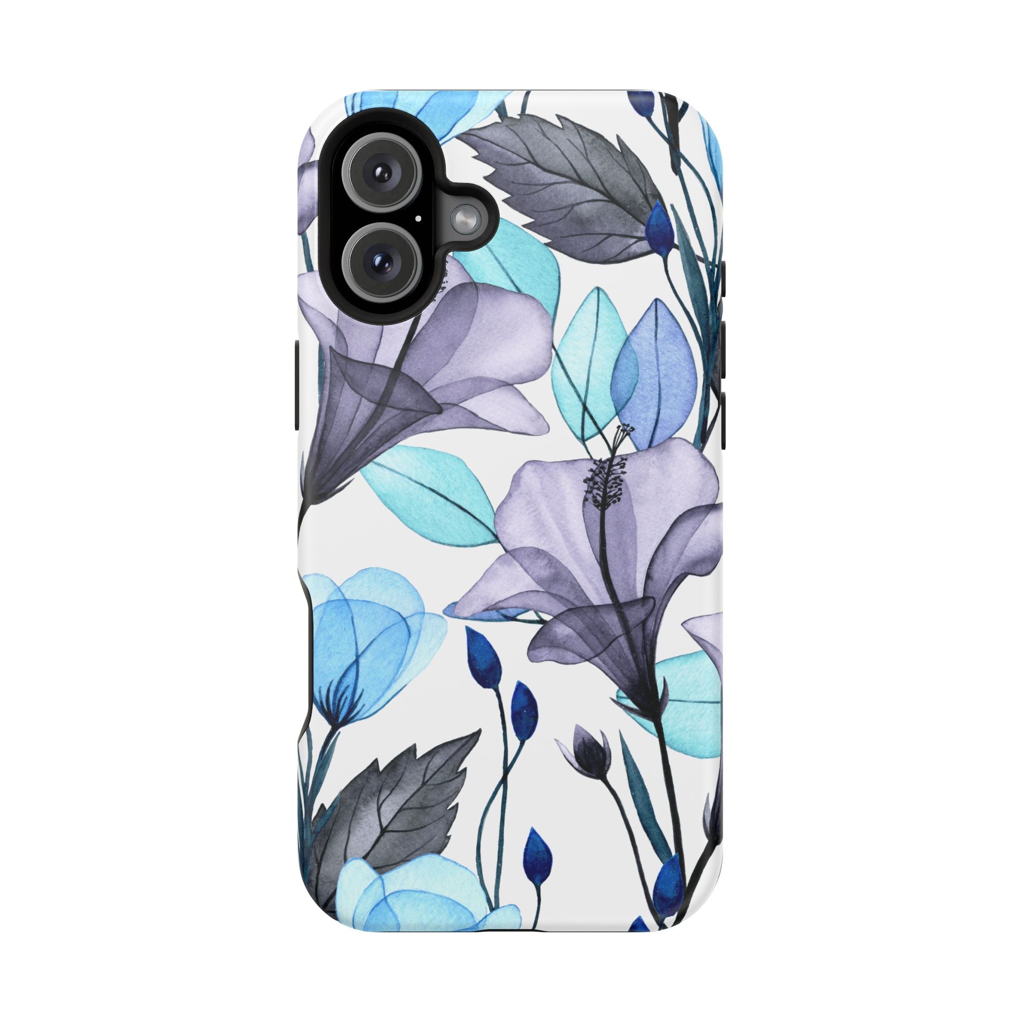 Customizable: Blue and Purple Floral Impact-Resistant Phone Case