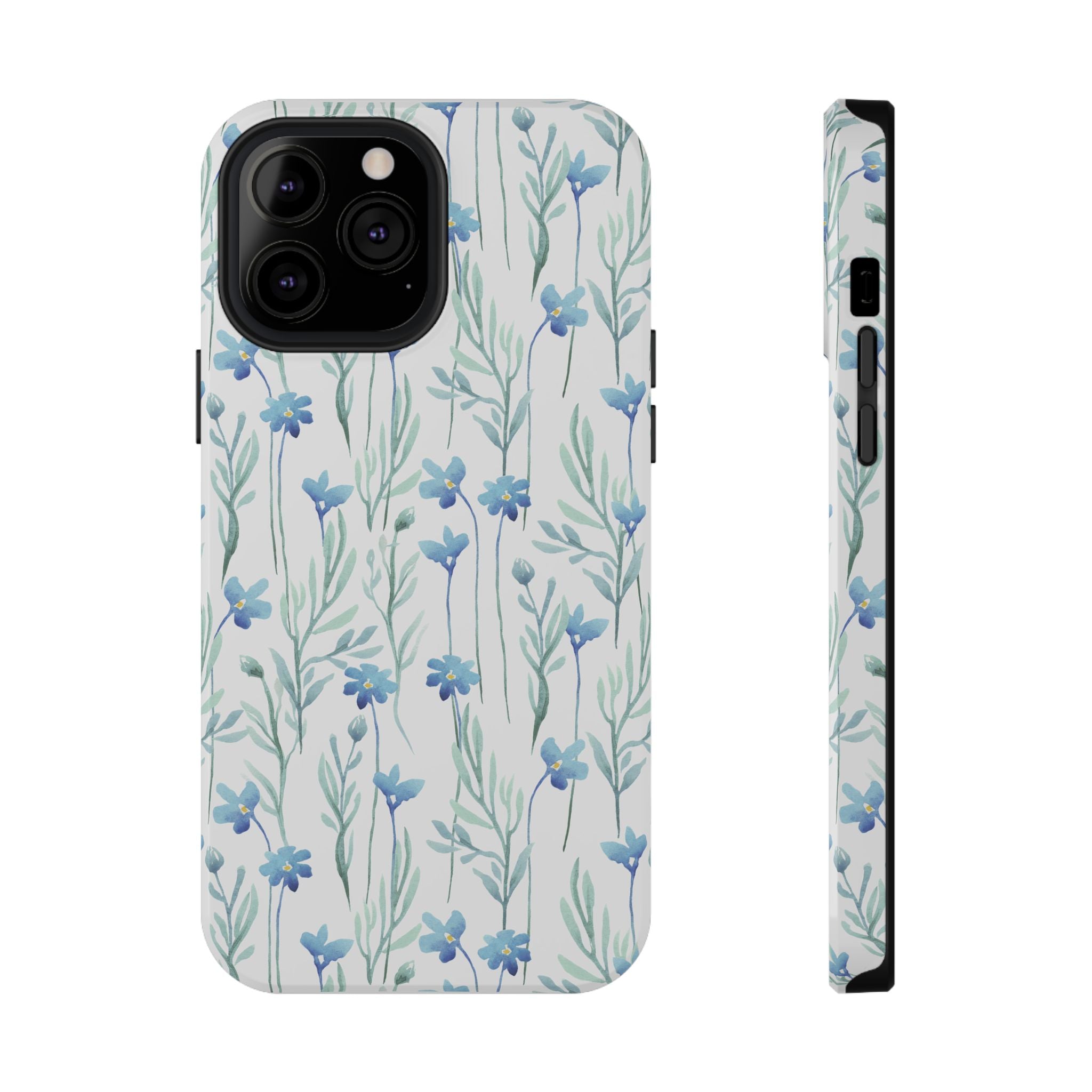 Customizable: Blue Floral Impact-Resistant Phone Case