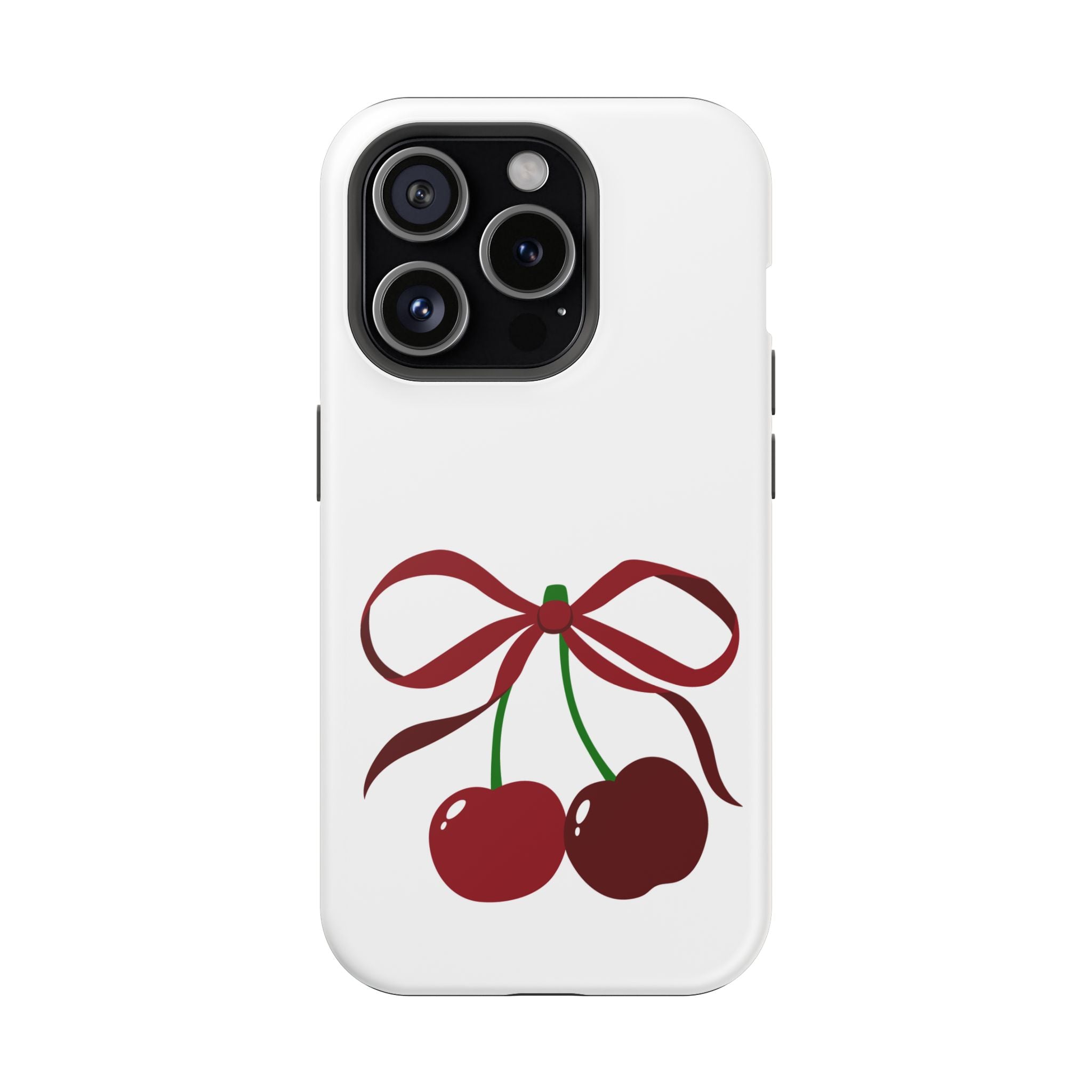 Customizable: Cherry Bow Impact-Resistant Case for Smartphones | Cute Phone Cover | Gift for Her | Cherry Lover's Accessory | Durable Phone Case