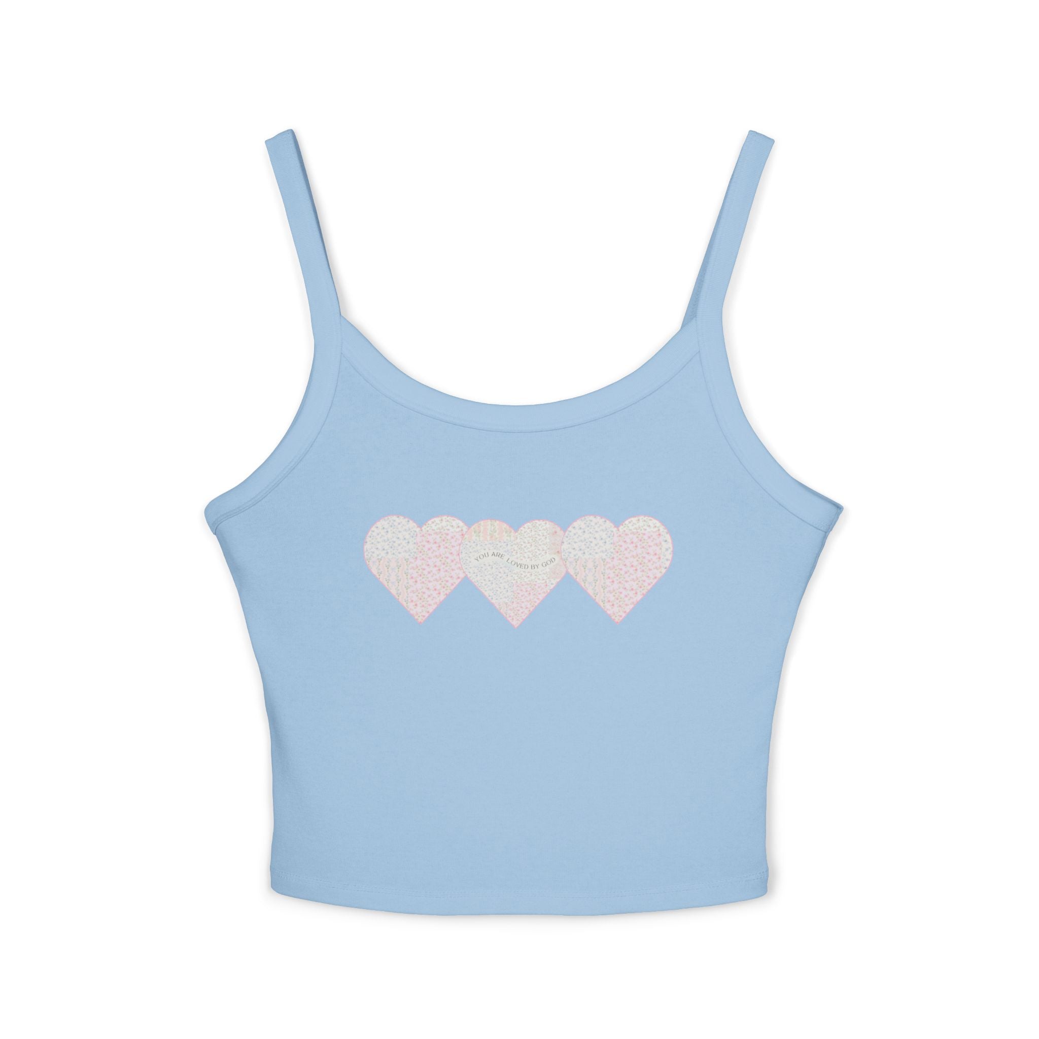 You are Loved by God Patchwork Hearts Spaghetti Strap Tank Top