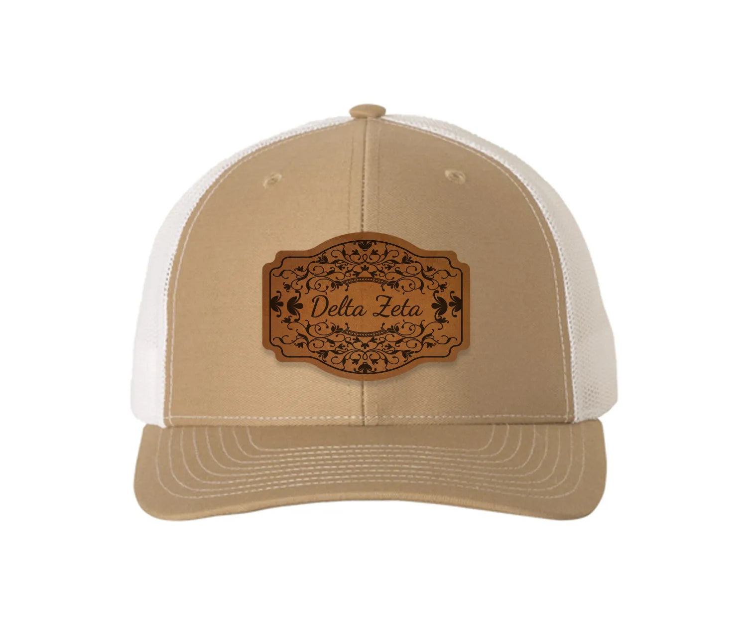 Delta Zeta Richardson 112 Leatherette Patch Trucker Hat - Scroll