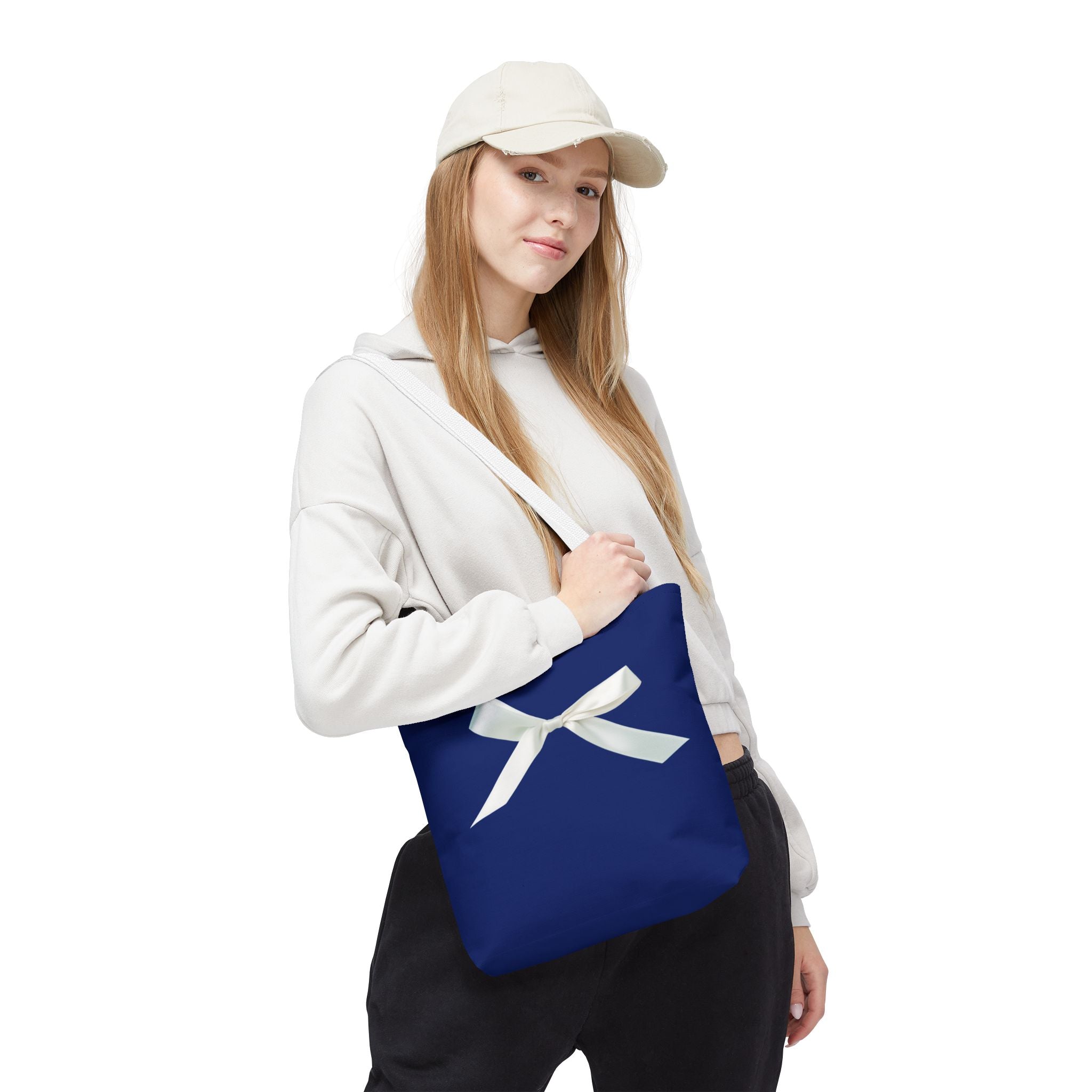 Elegant Blue Tote Bag with White Bow, Stylish Carryall, Perfect Gift for Her, Bridesmaid Tote, Wedding Accessory, Everyday Use
