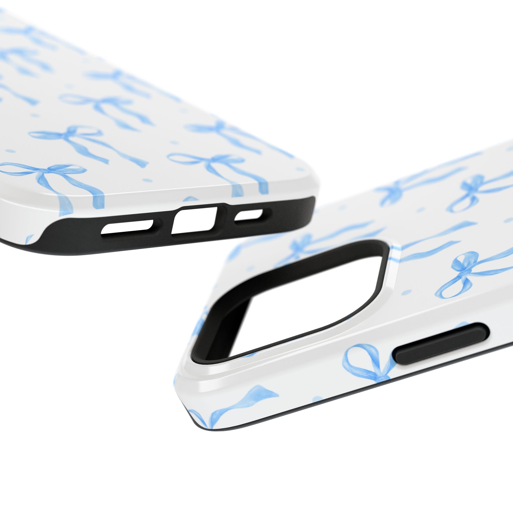 Customizable: Chic Blue Coquette Bow Impact-Resistant Phone Case
