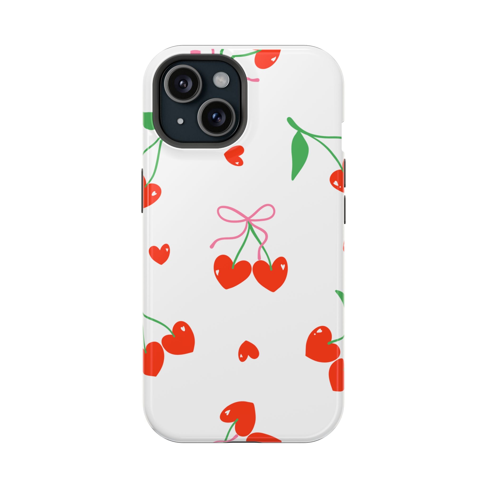 Customizable: Cherry Heart Impact-Resistant Phone Case