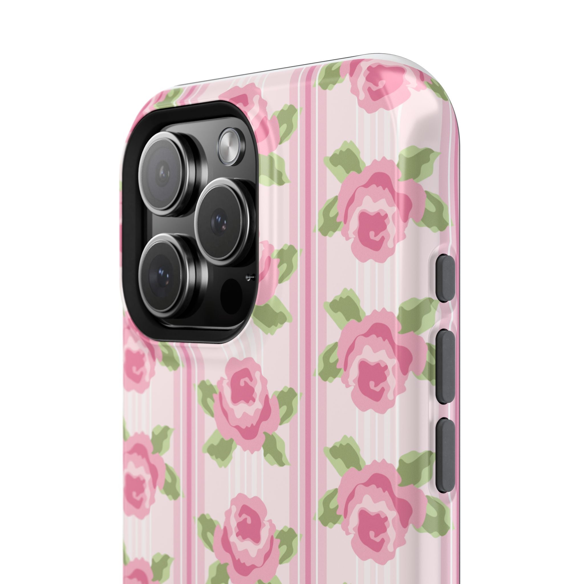 Customizable: Floral Impact-Resistant Phone Case, Pink Rose Pattern