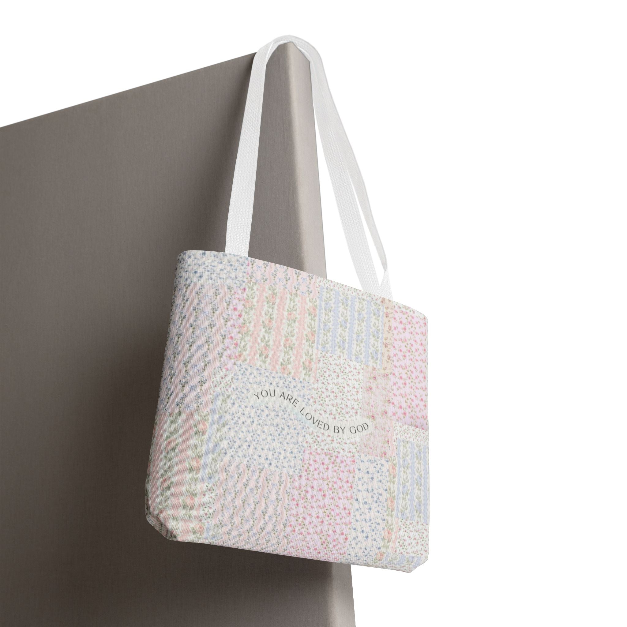Spiritual Tote Bag with Floral Design, Inspirational Gift for Women, Church Bag, Eco-Friendly Shoulder Tote, Everyday Use