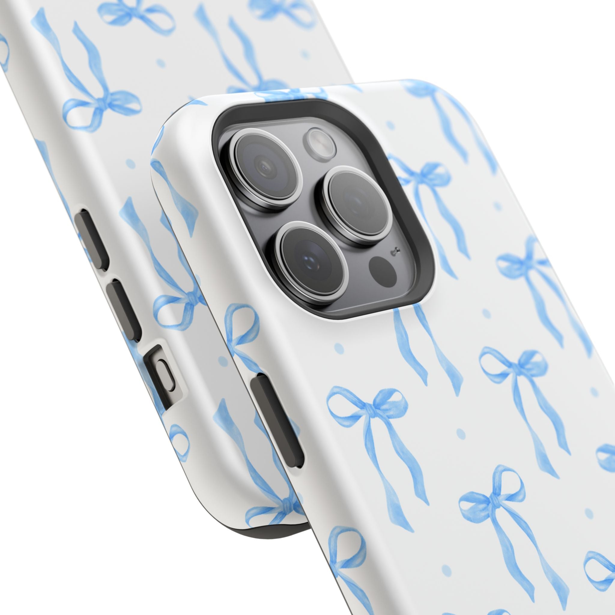 Customizable: Chic Blue Coquette Bow Impact-Resistant Phone Case