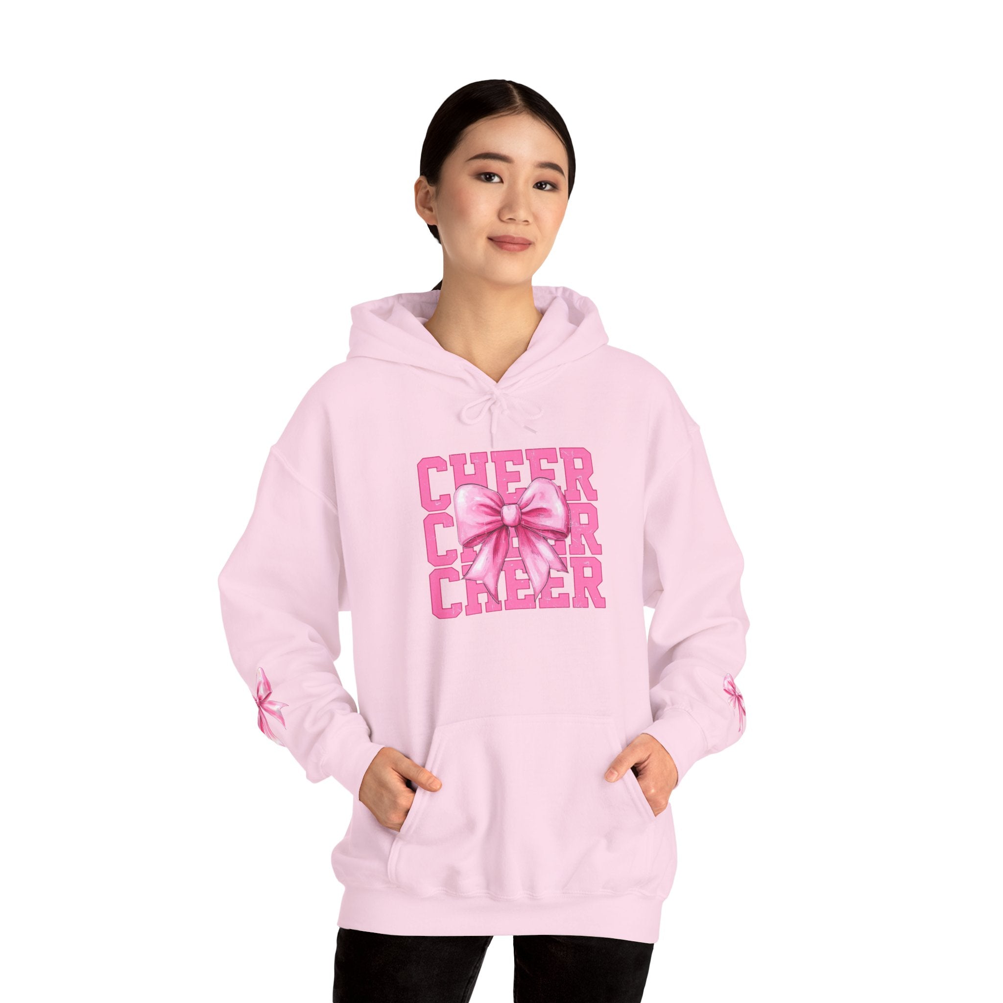 Cheerful Bow Hoodie - Perfect for Cheerleaders, Team Spirit, Dance, Everyday Wear, Gift for Coaches, Cheer Events