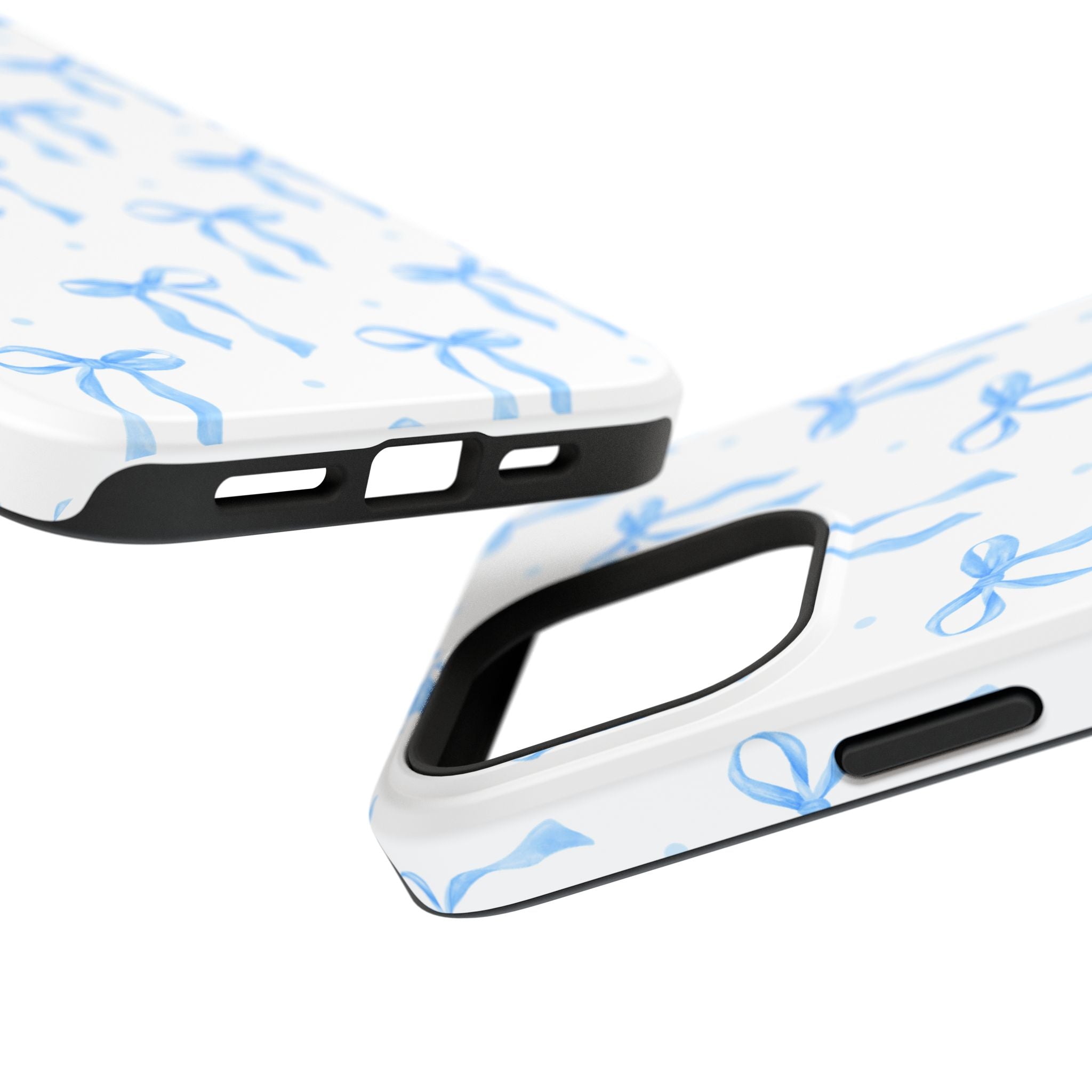 Customizable: Chic Blue Coquette Bow Impact-Resistant Phone Case