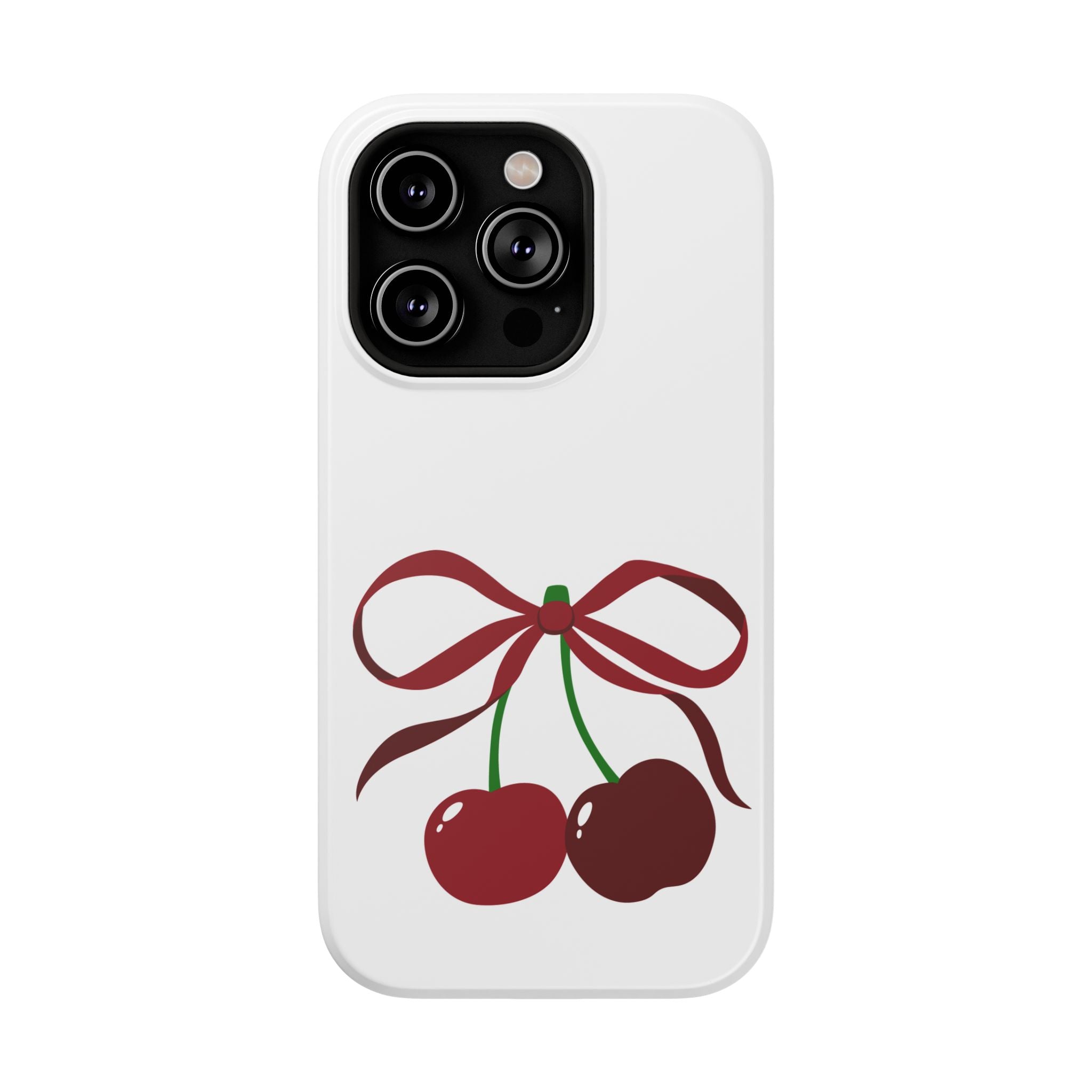 Customizable: Cherry Bow Impact-Resistant Case for Smartphones | Cute Phone Cover | Gift for Her | Cherry Lover's Accessory | Durable Phone Case