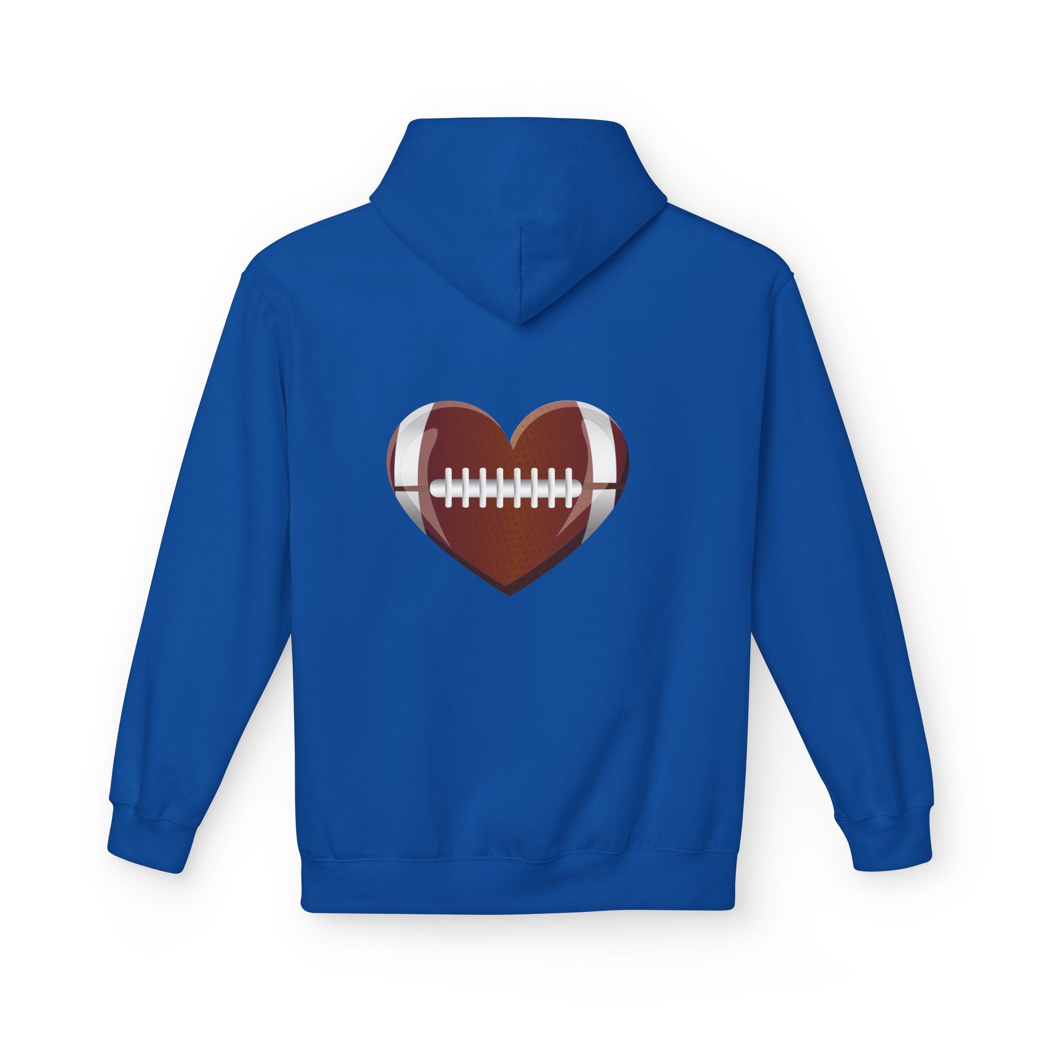 Football Heart Hoodie - Midweight Fleece Sweatshirt for Sports Fans, Gift for Holidays, Game Day Apparel, Cozy and Casual