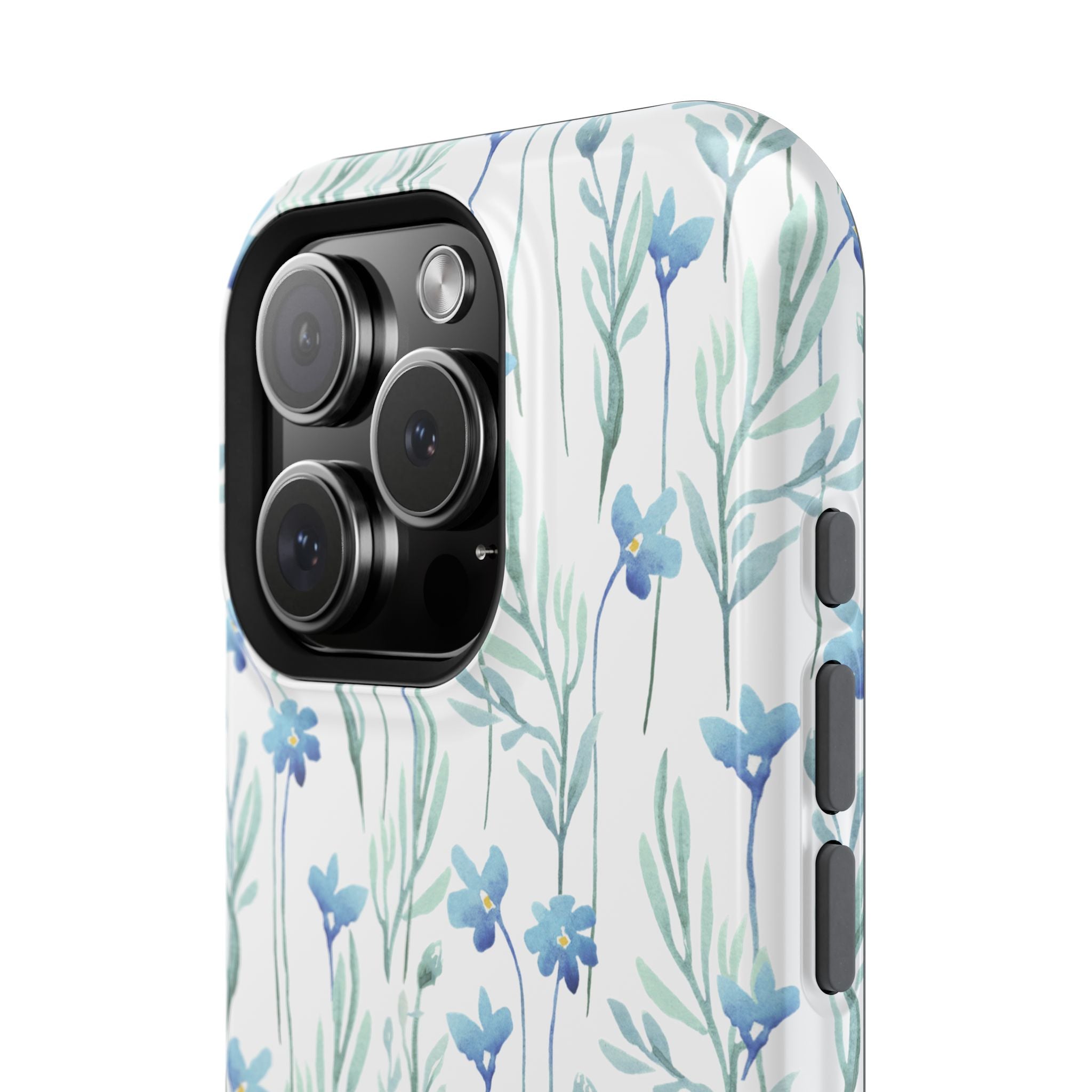 Customizable: Blue Floral Impact-Resistant Phone Case
