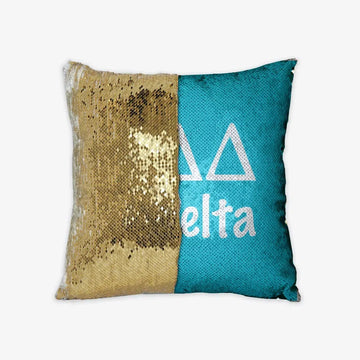 Tri Delta Sequin Throw Pillow Cover - Bright Blue