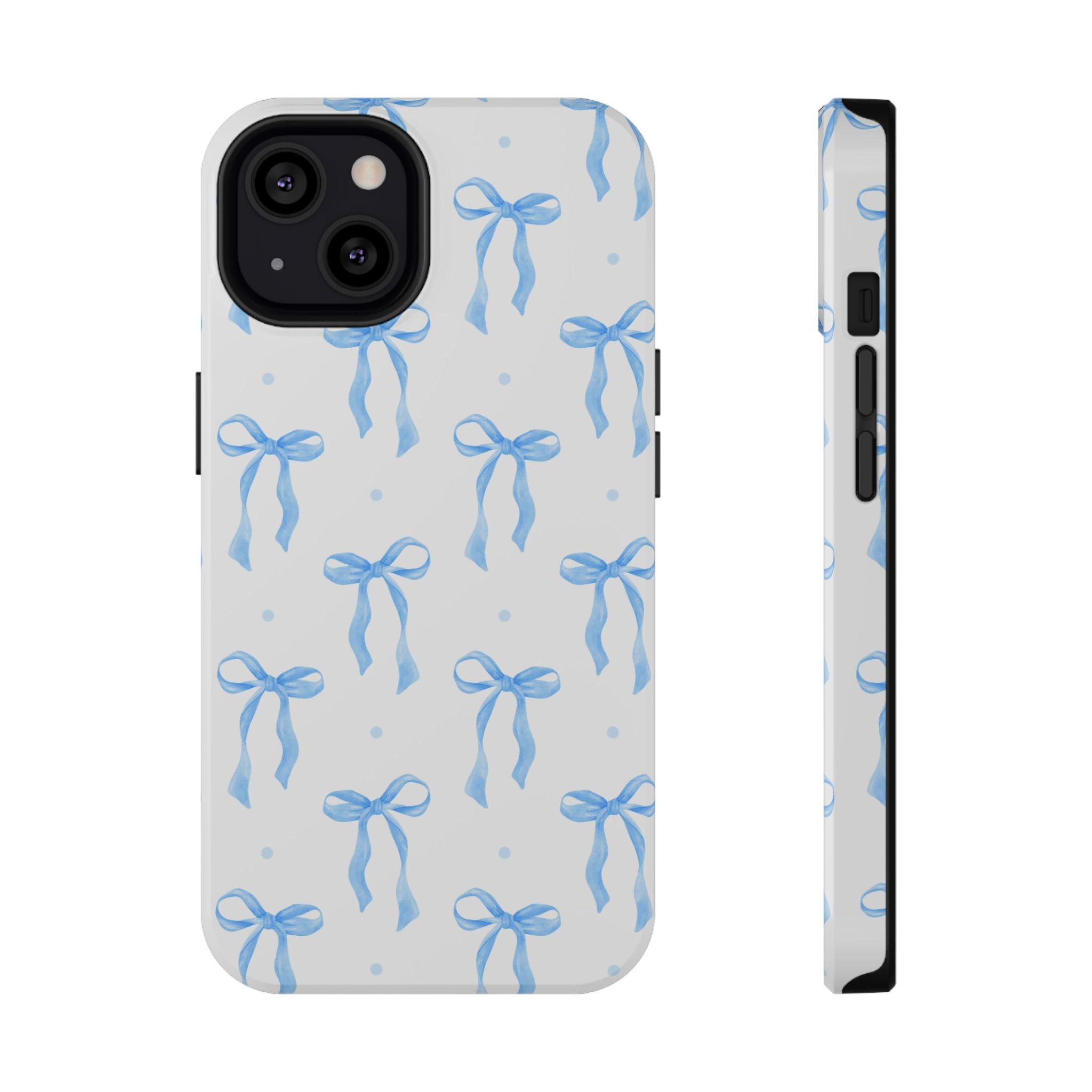 Customizable: Chic Blue Coquette Bow Impact-Resistant Phone Case