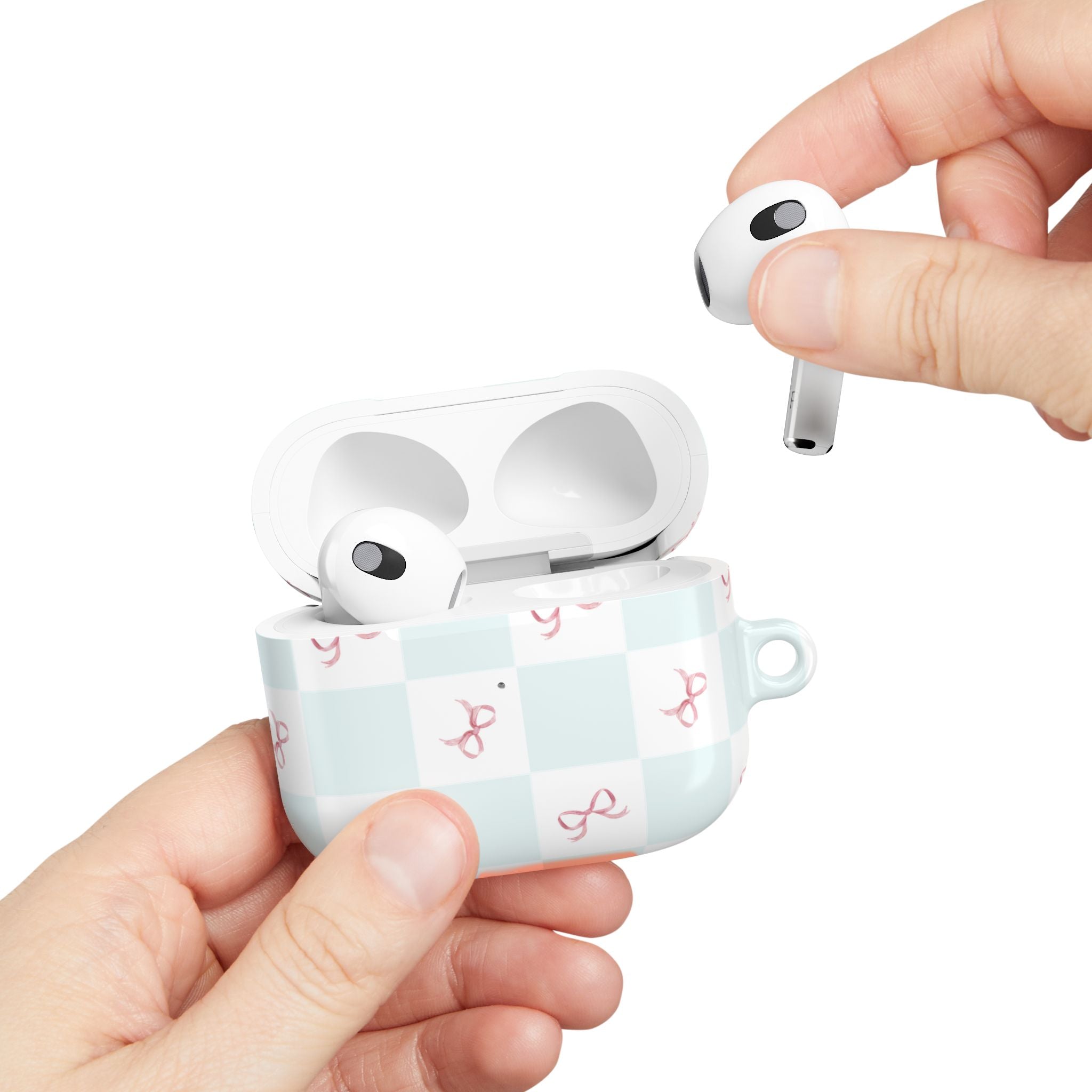 Customizable: Chic AirPod Case with Pink Ribbon Design, Trendy AirPod Case