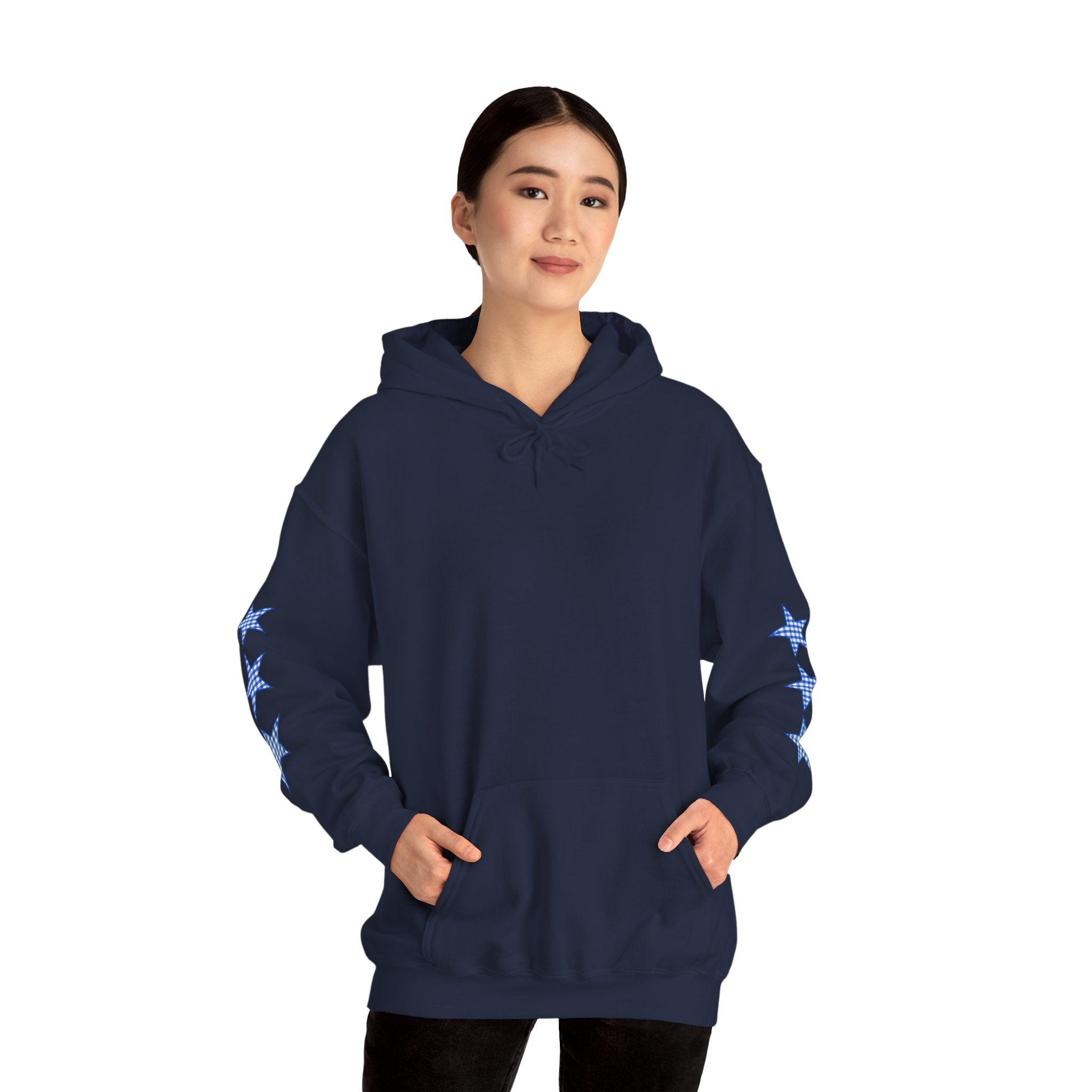 Customizable Tri-Star Blue Gingham Hoodie