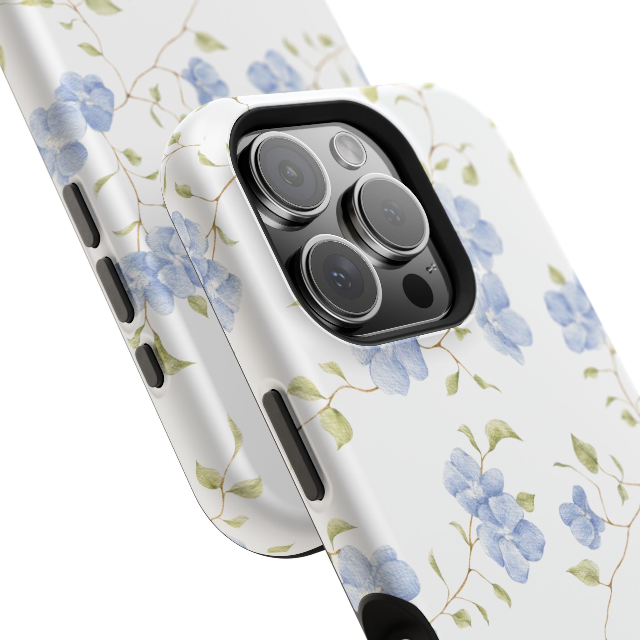Customizable: Blue Floral Impact-Resistant Phone Case