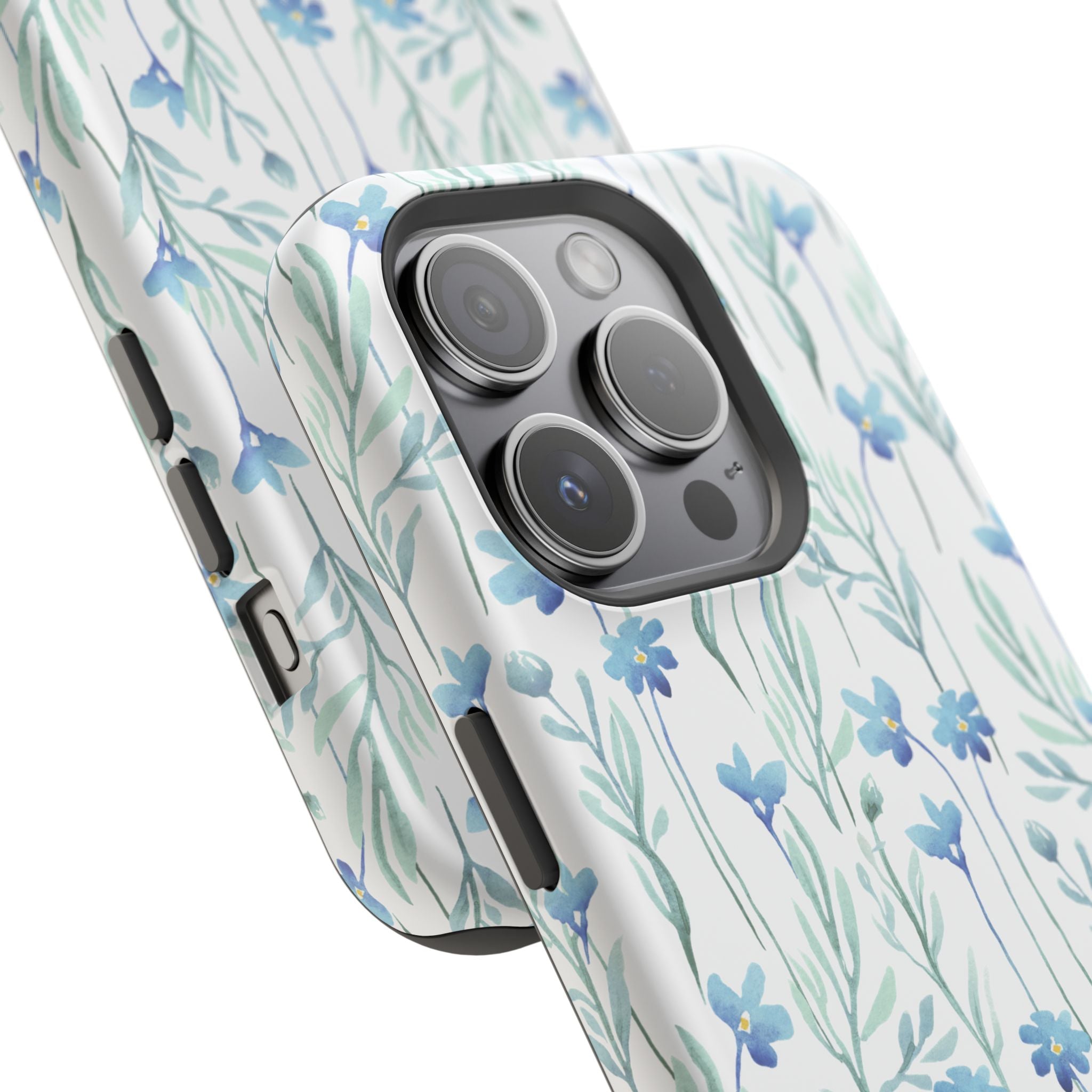 Customizable: Blue Floral Impact-Resistant Phone Case