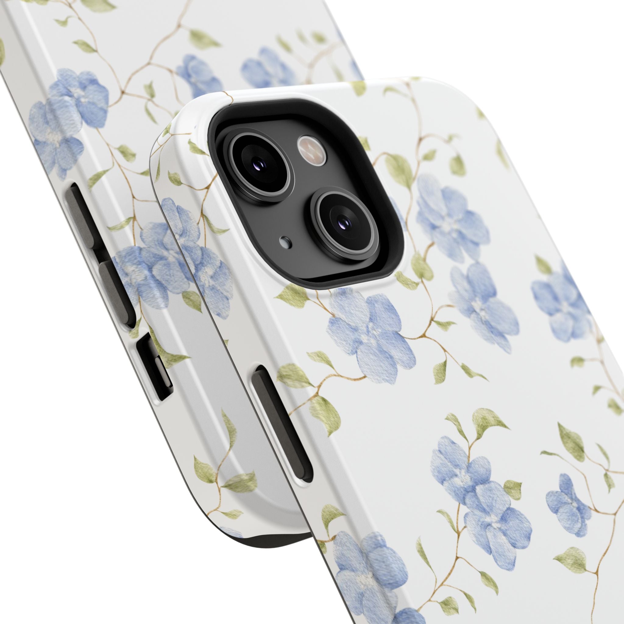 Customizable: Blue Floral Impact-Resistant Phone Case
