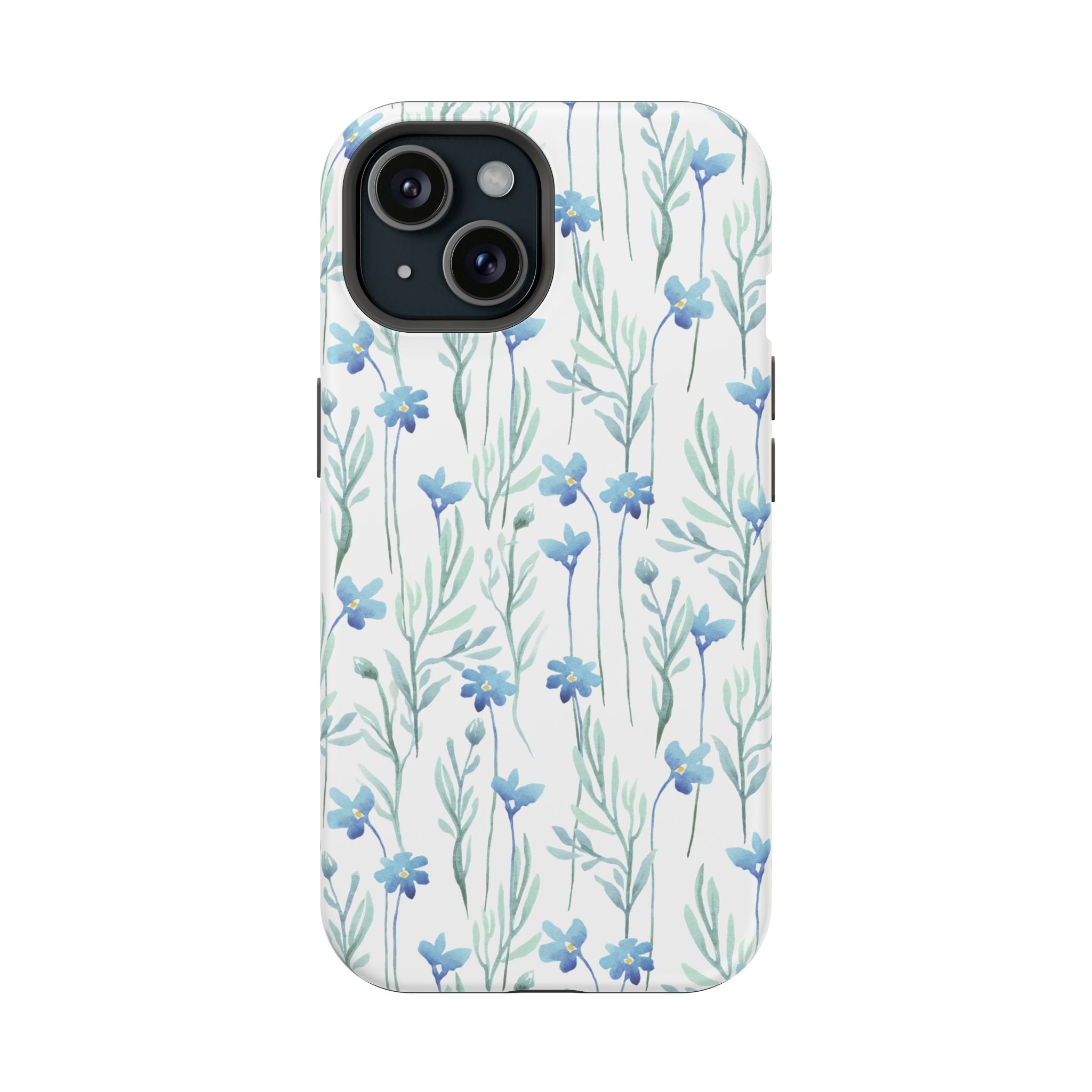 Customizable: Blue Floral Impact-Resistant Phone Case