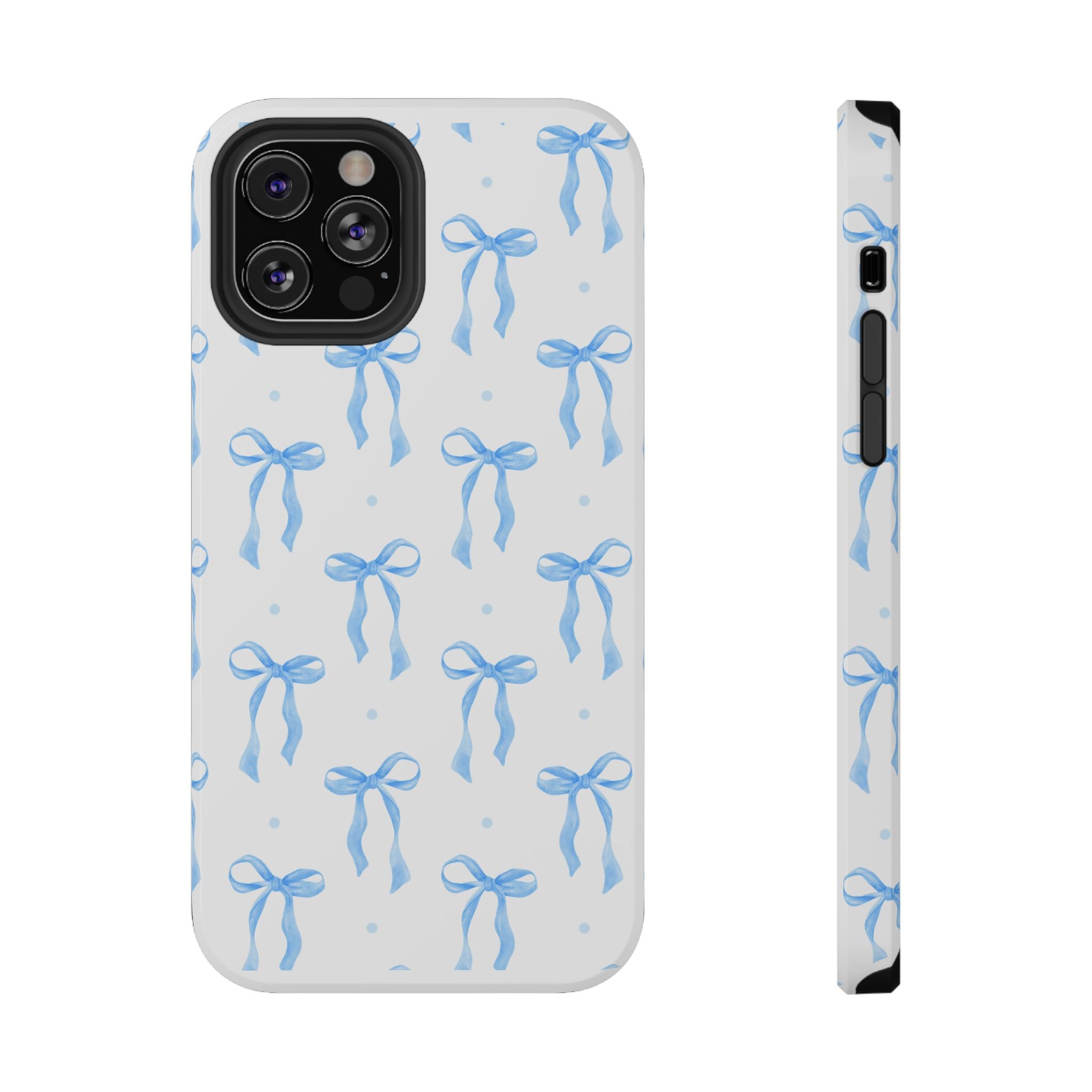 Customizable: Chic Blue Coquette Bow Impact-Resistant Phone Case