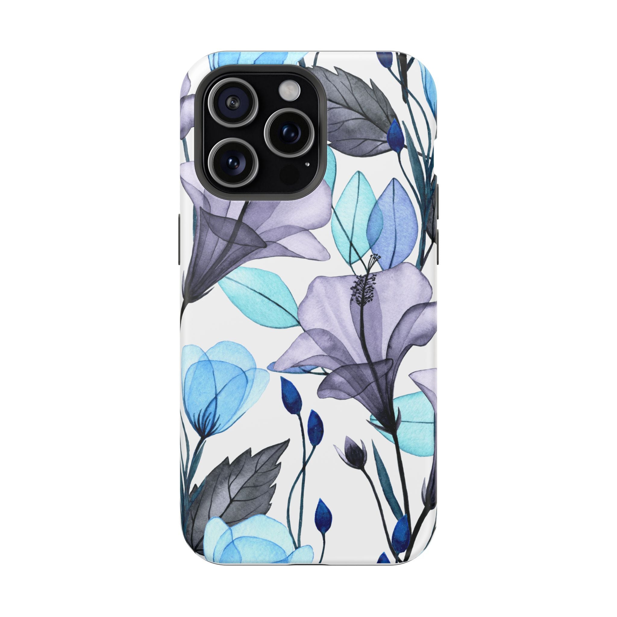 Customizable: Blue and Purple Floral Impact-Resistant Phone Case
