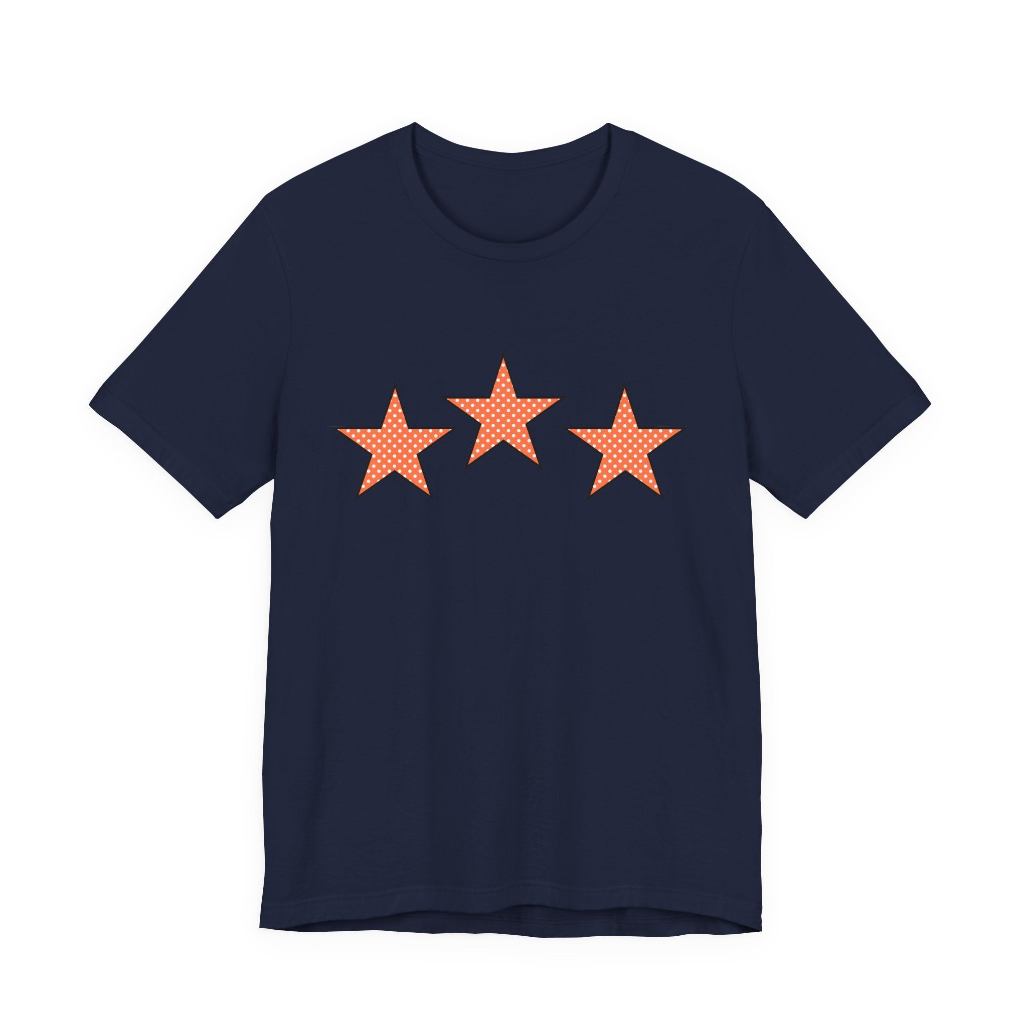 Customizable Orange & White Polka Dot Tri-Star Graphic Tee
