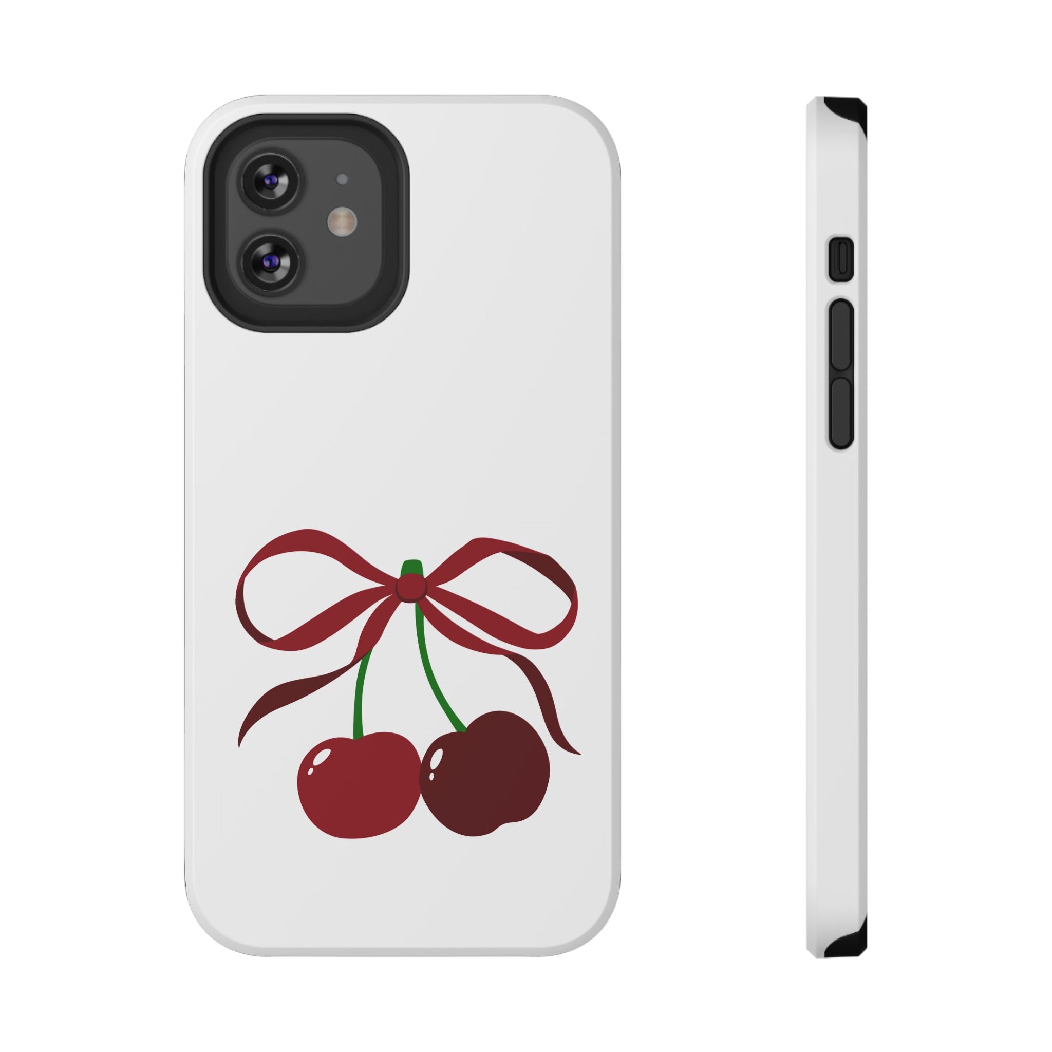 Customizable: Cherry Bow Impact-Resistant Case for Smartphones | Cute Phone Cover | Gift for Her | Cherry Lover's Accessory | Durable Phone Case