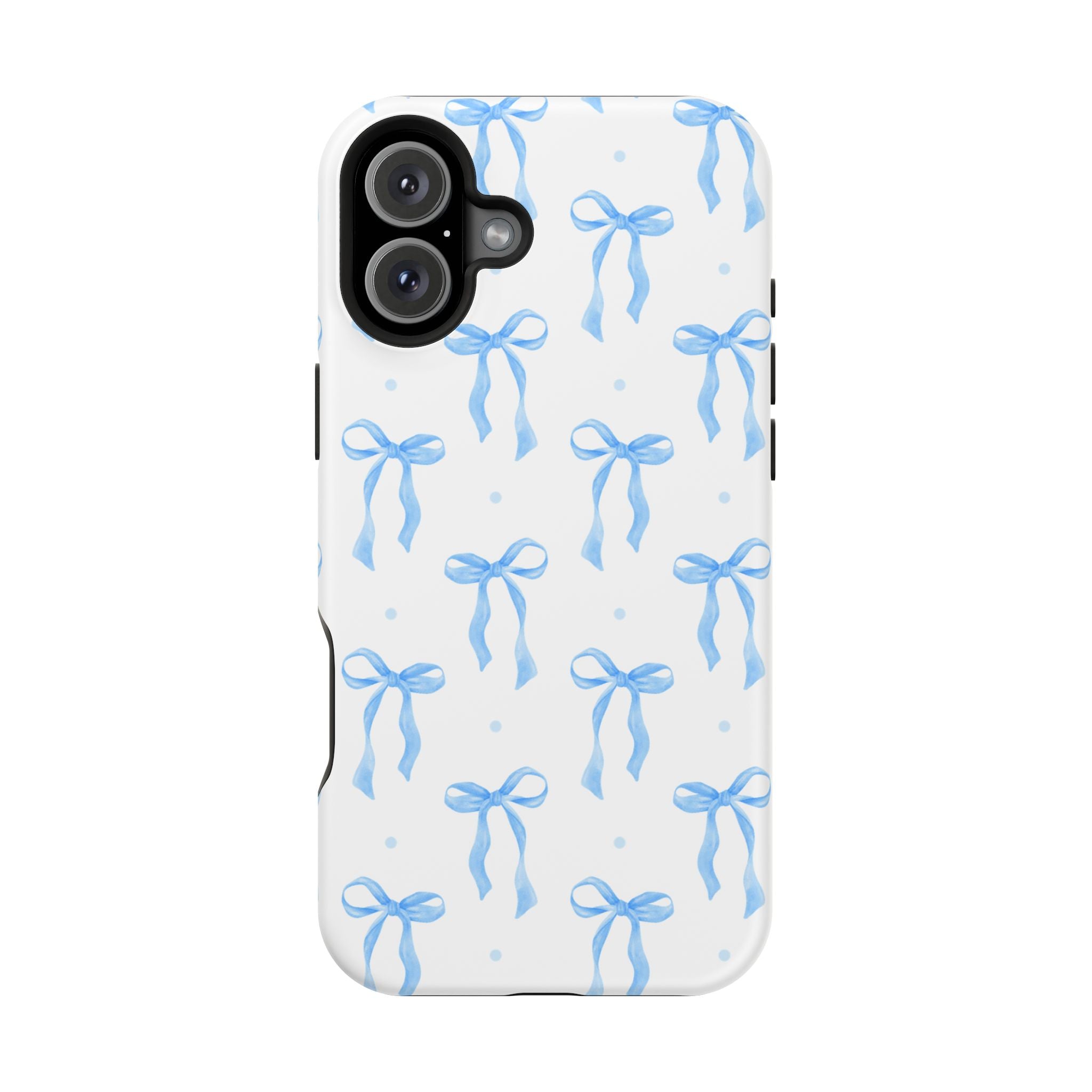 Customizable: Chic Blue Coquette Bow Impact-Resistant Phone Case