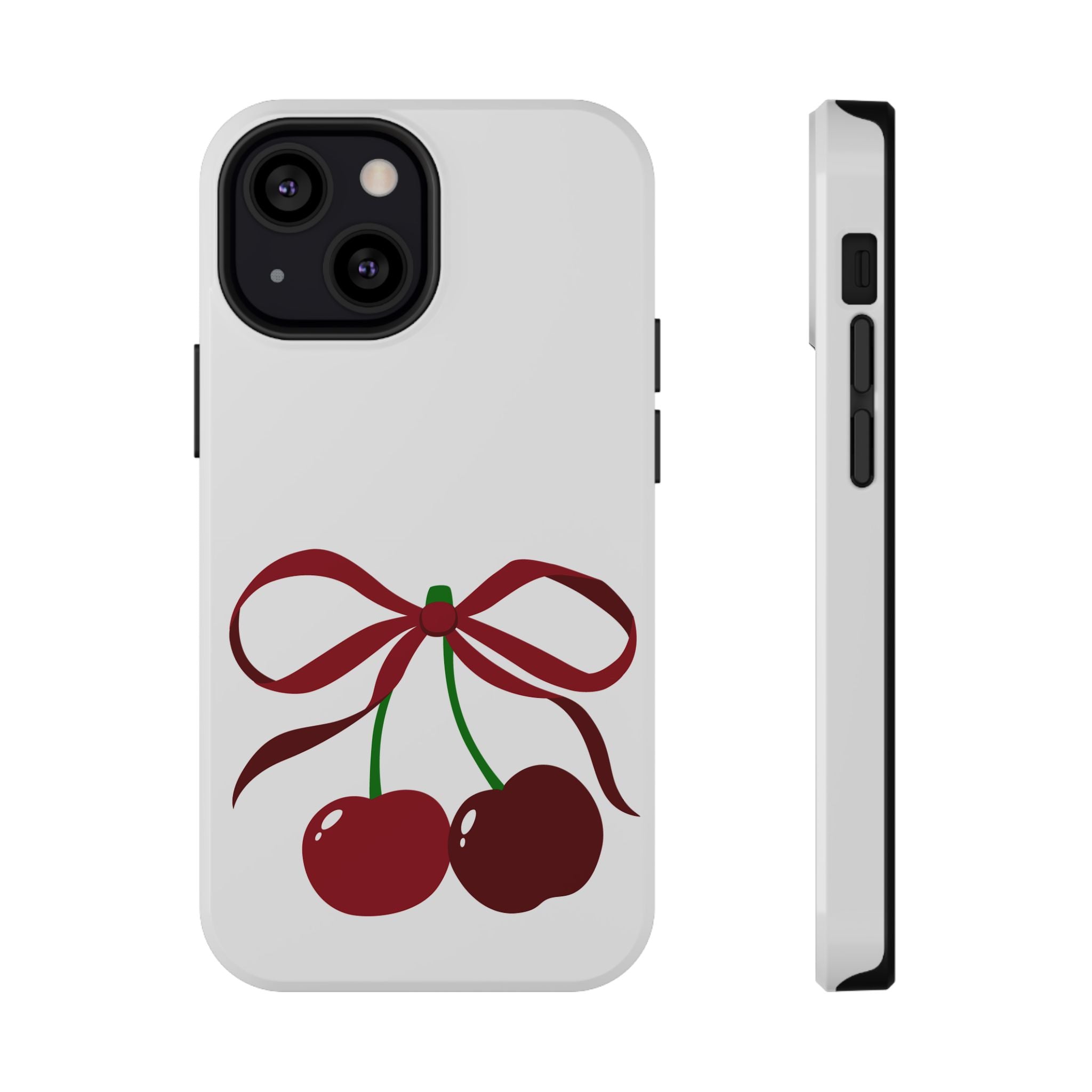 Customizable: Cherry Bow Impact-Resistant Case for Smartphones | Cute Phone Cover | Gift for Her | Cherry Lover's Accessory | Durable Phone Case
