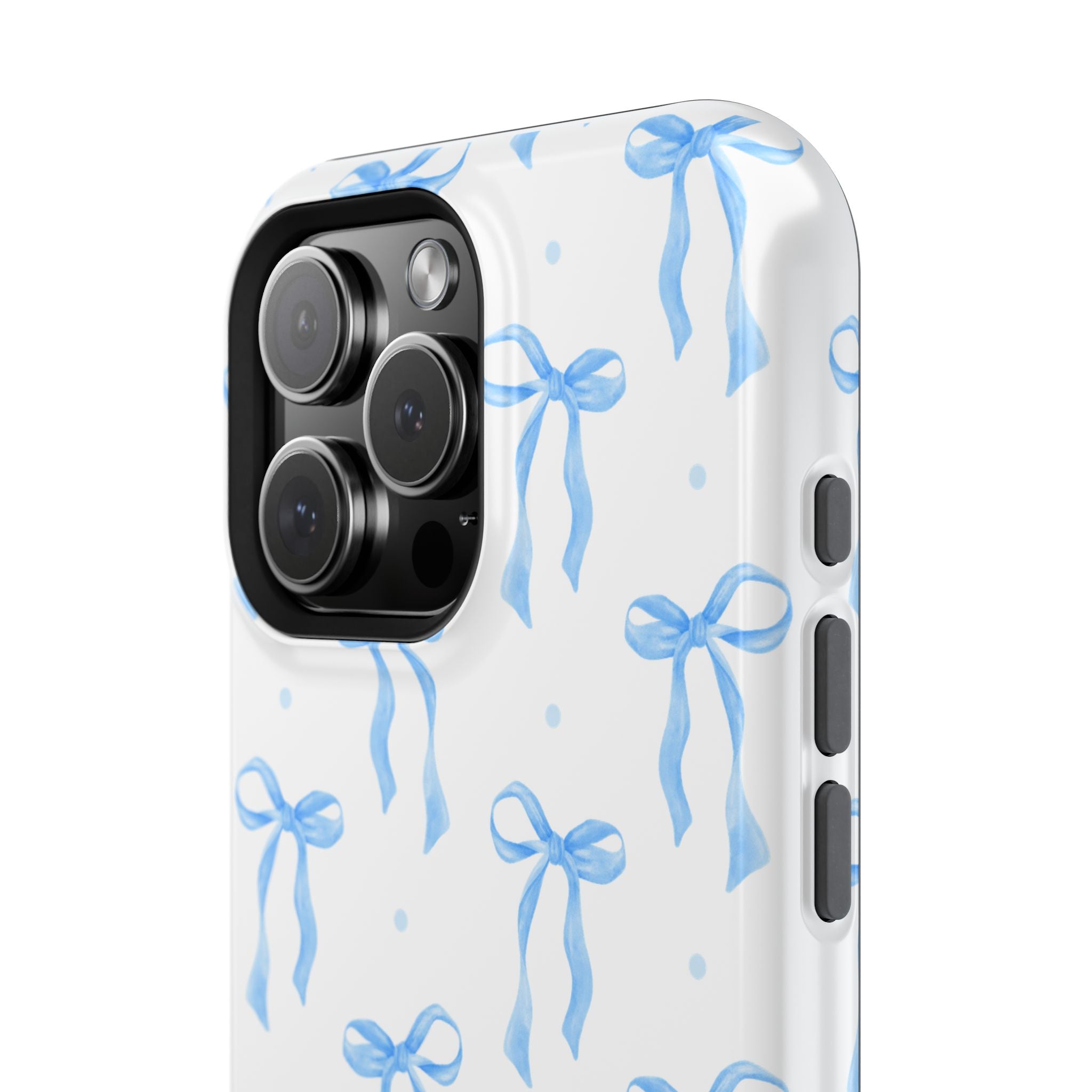 Customizable: Chic Blue Coquette Bow Impact-Resistant Phone Case