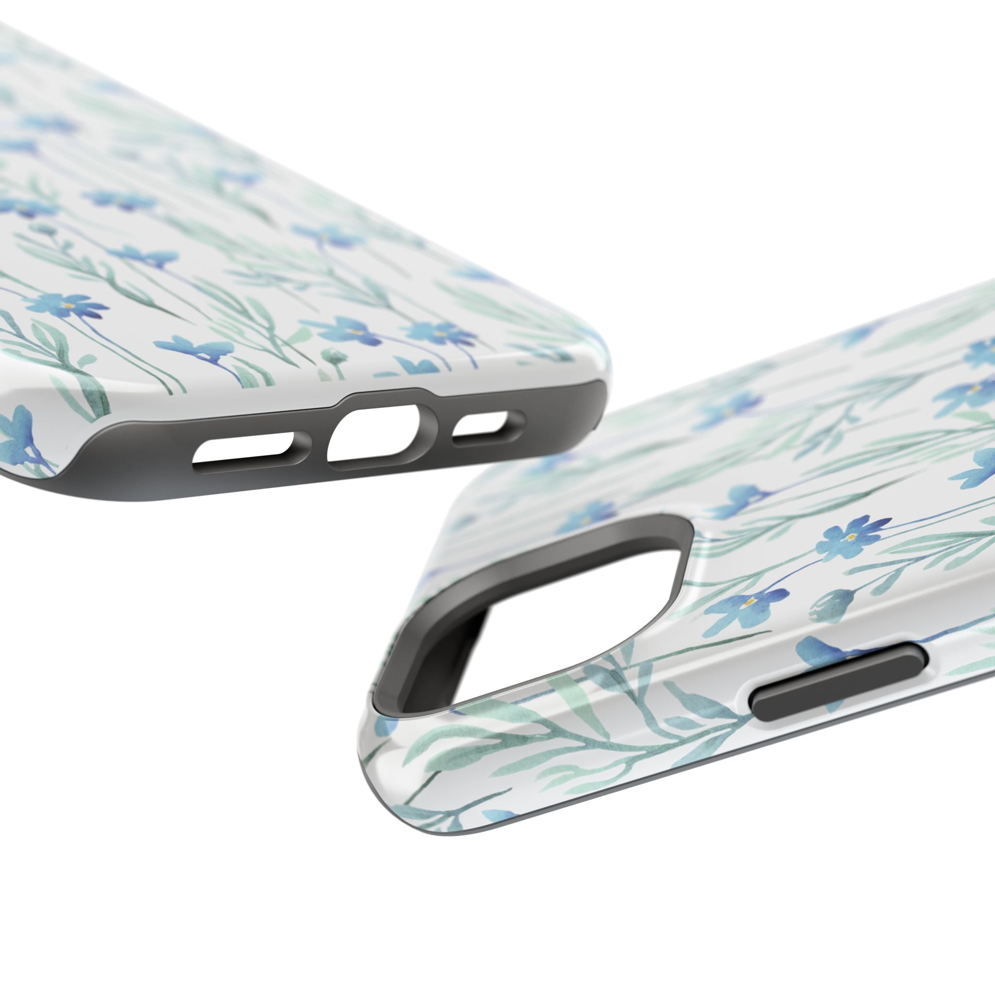 Customizable: Blue Floral Impact-Resistant Phone Case
