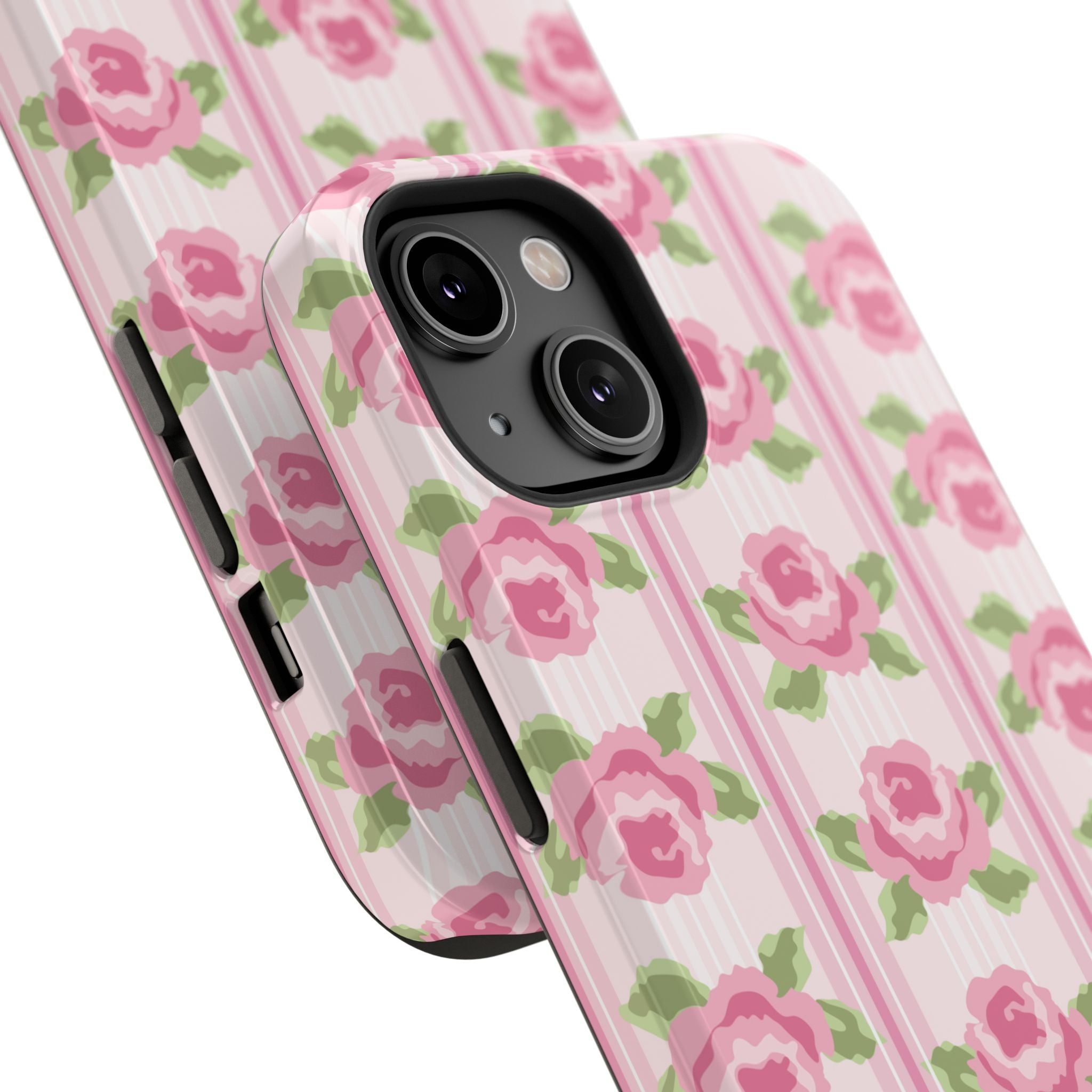 Customizable: Floral Impact-Resistant Phone Case, Pink Rose Pattern