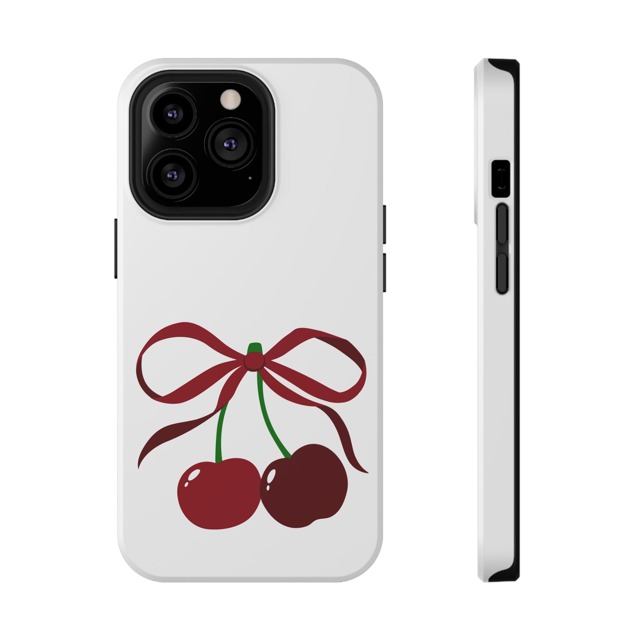 Customizable: Cherry Bow Impact-Resistant Case for Smartphones | Cute Phone Cover | Gift for Her | Cherry Lover's Accessory | Durable Phone Case