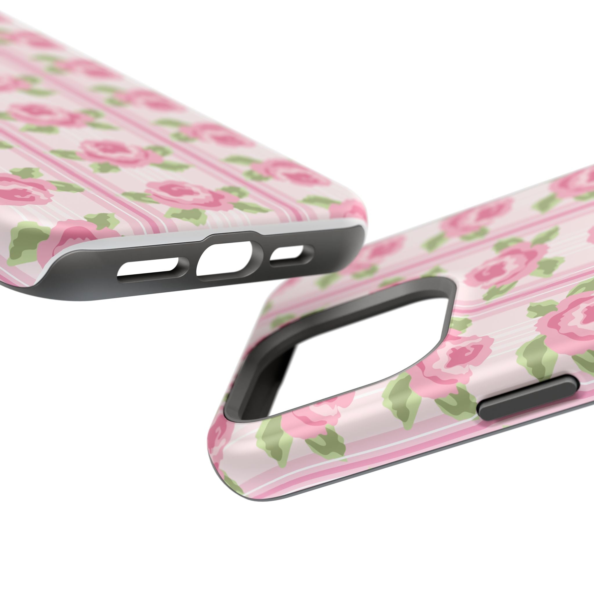 Customizable: Floral Impact-Resistant Phone Case, Pink Rose Pattern