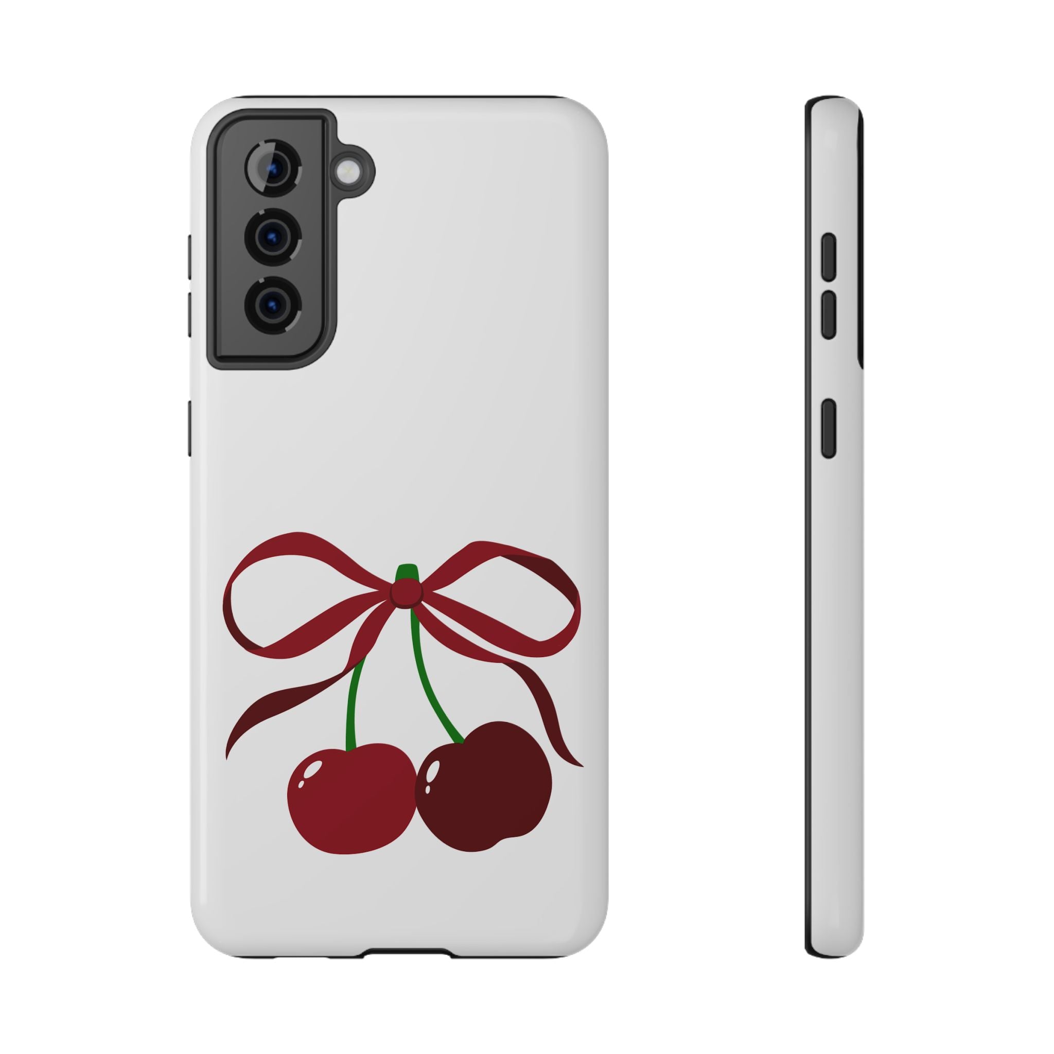 Customizable: Cherry Bow Impact-Resistant Case for Smartphones | Cute Phone Cover | Gift for Her | Cherry Lover's Accessory | Durable Phone Case