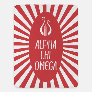 Alpha Chi Omega XL 60x80 Sherpa Throw Blanket - Starburst