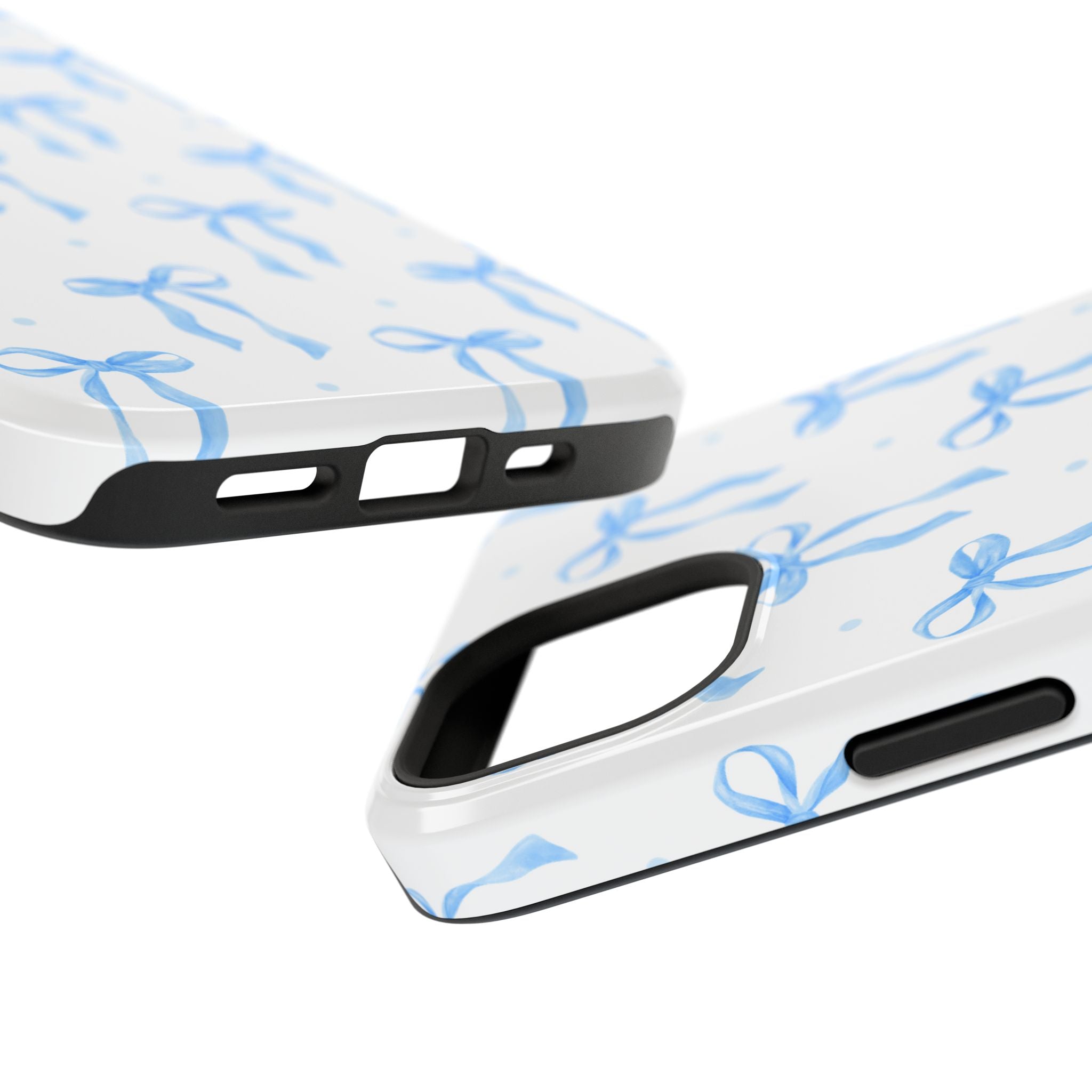 Customizable: Chic Blue Coquette Bow Impact-Resistant Phone Case