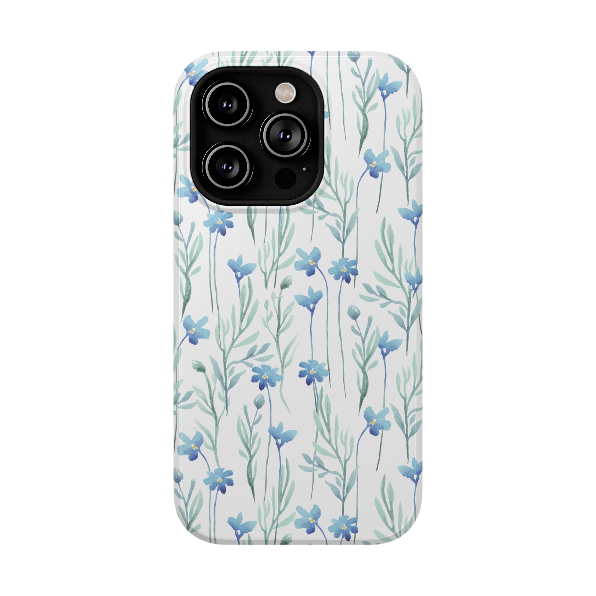 Customizable: Blue Floral Impact-Resistant Phone Case