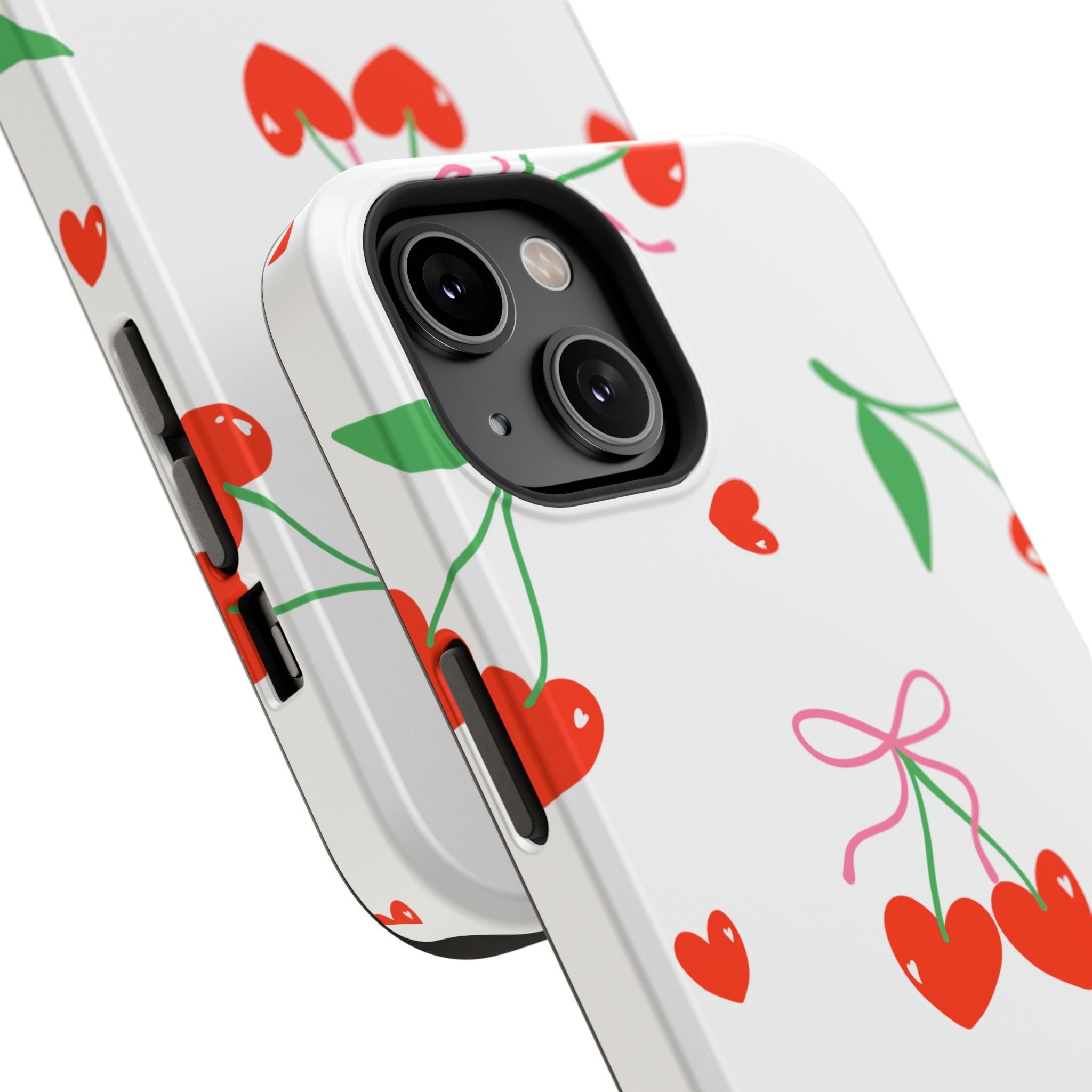 Customizable: Cherry Heart Impact-Resistant Phone Case