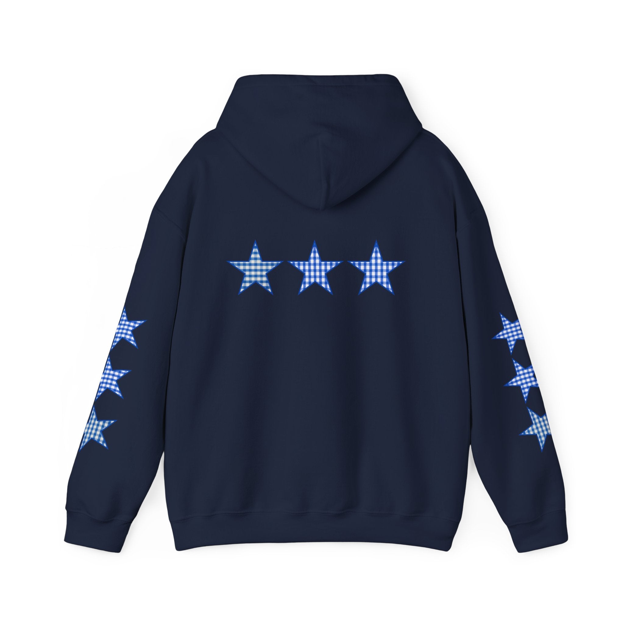 Customizable Tri-Star Blue Gingham Hoodie
