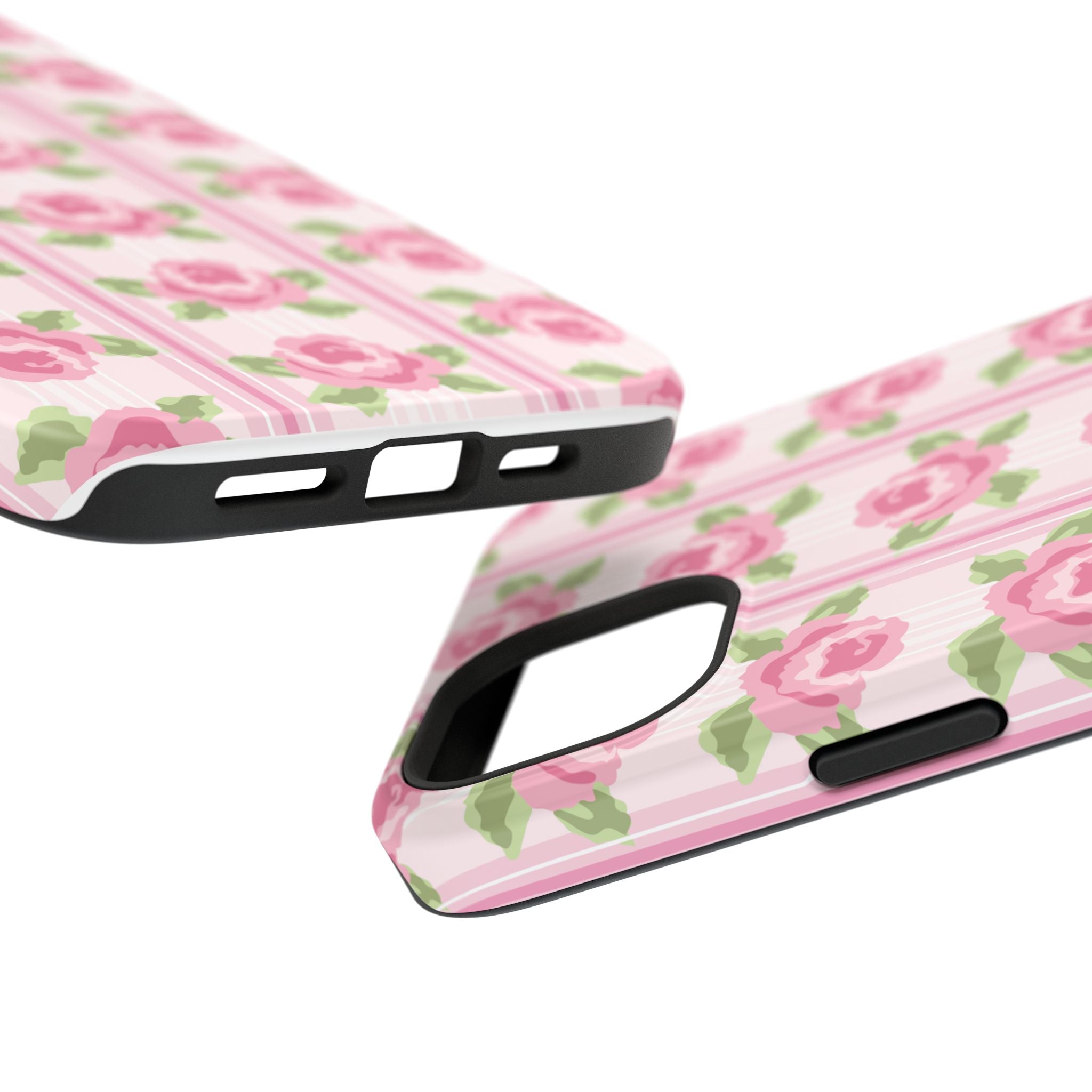 Customizable: Floral Impact-Resistant Phone Case, Pink Rose Pattern